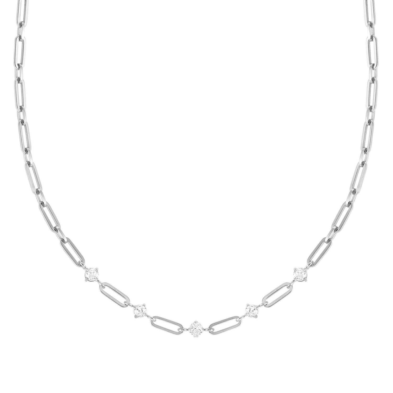 Chainsofstyle Zirkon Taşlı Çelik Kolye Gümüş Renk