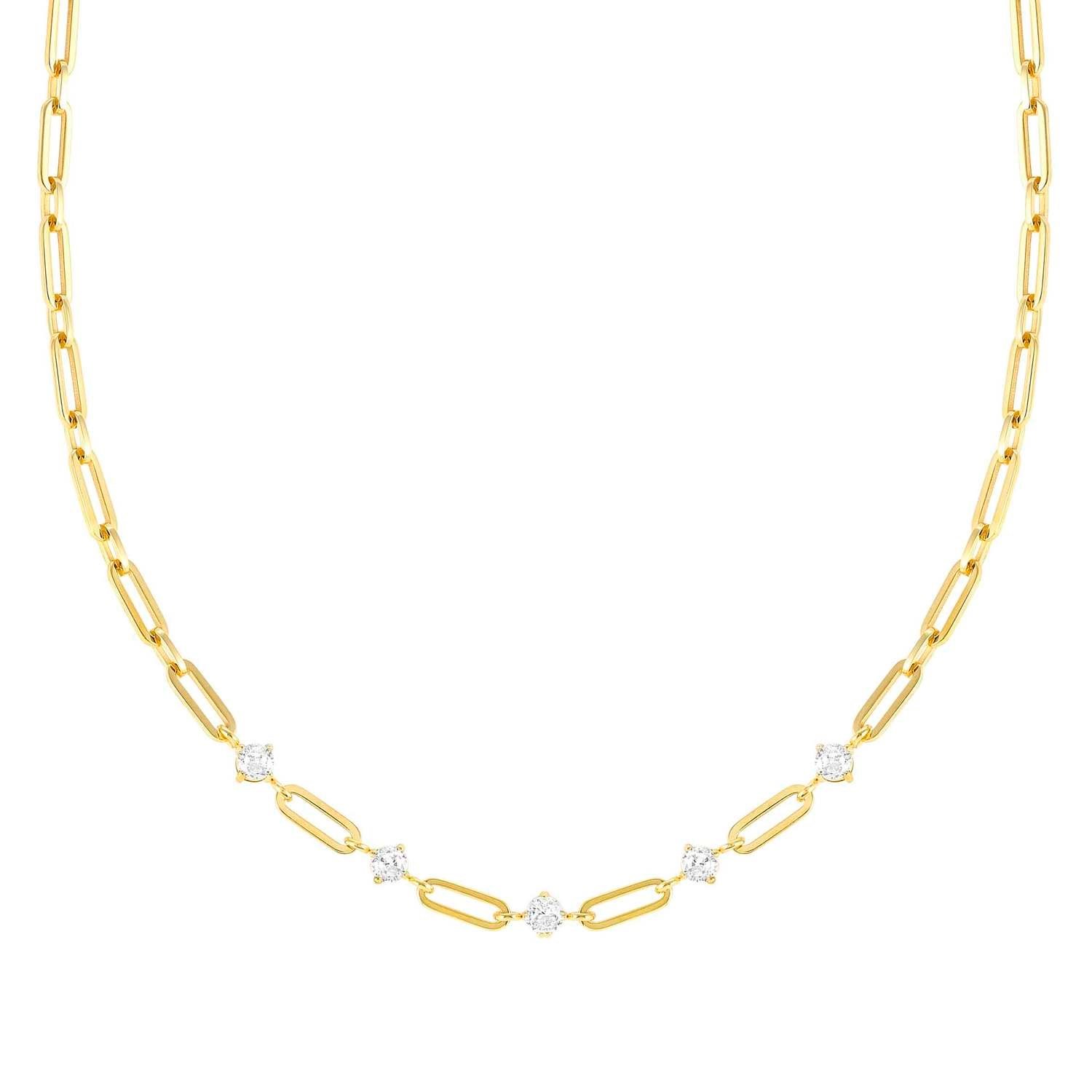 Chainsofstyle Zirkon Taşlı Çelik Kolye Altın Kaplama