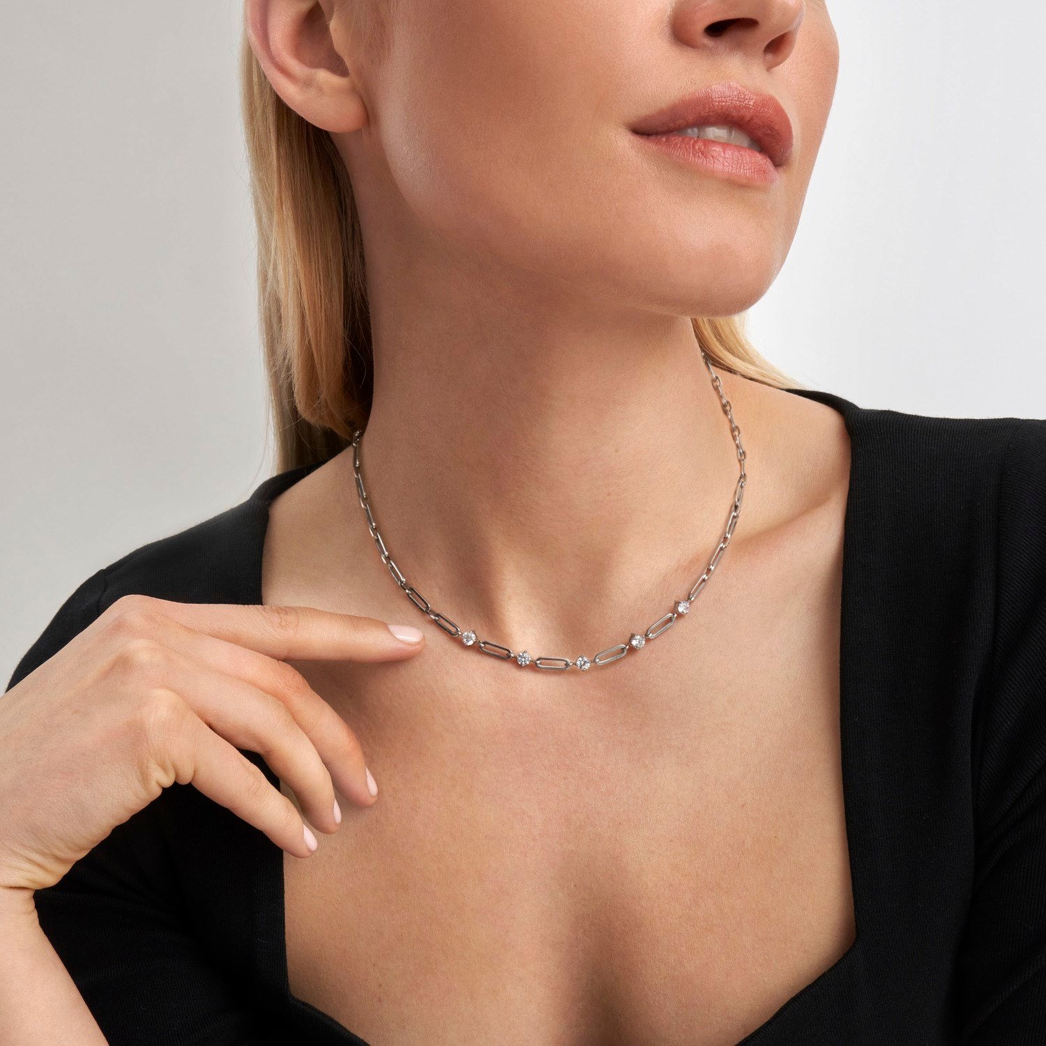 Chainsofstyle Zirkon Taşlı Çelik Kolye Altın Kaplama