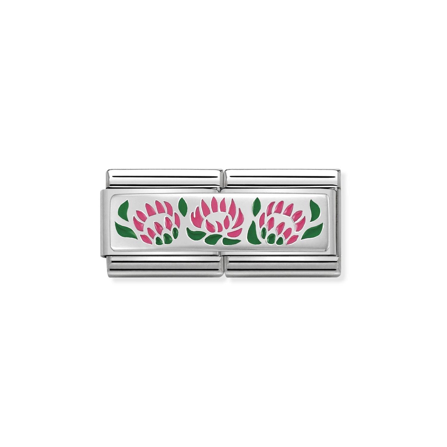 Composable Classic Çift Link 3 Protee Çiçek 925 Ayar Gümüş