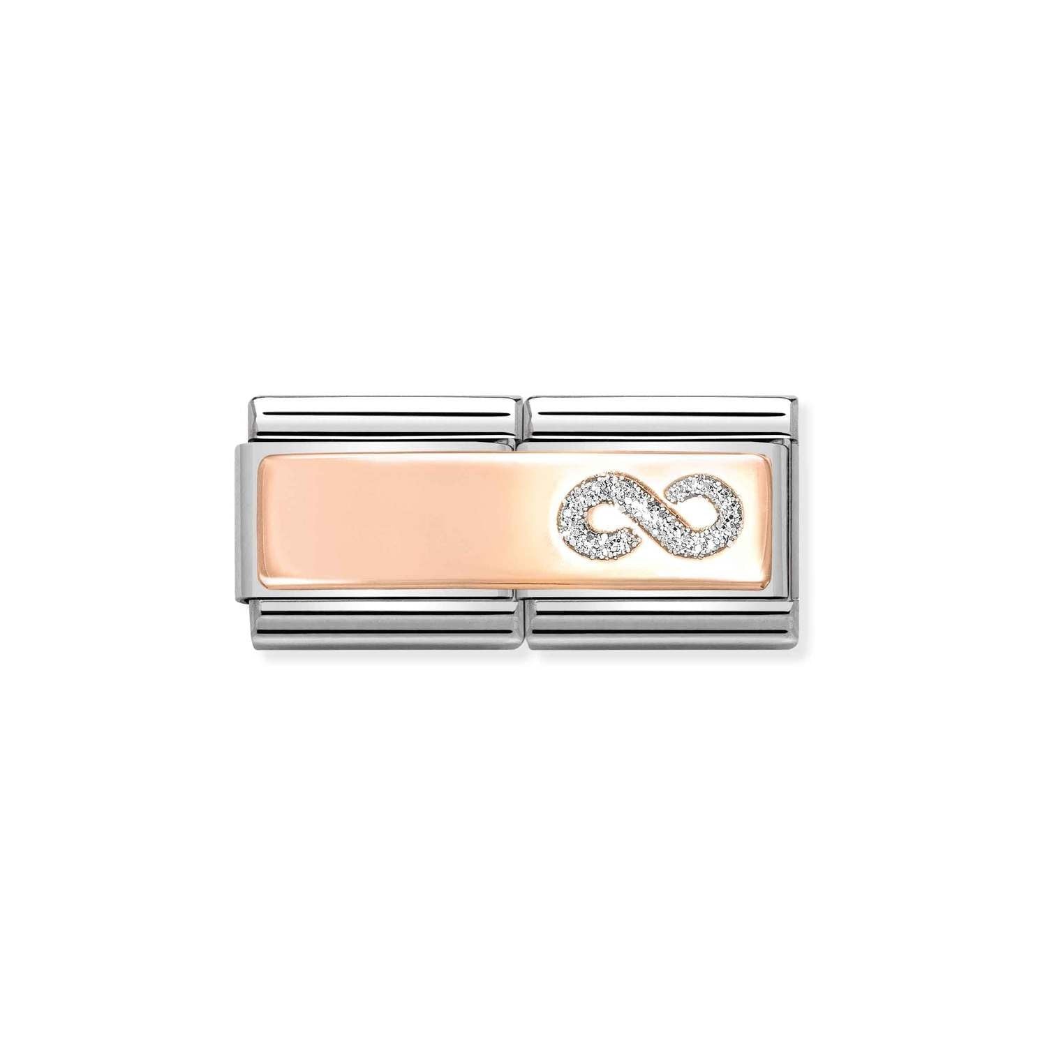 Composable Classic Çift Link Beyaz Zirkon Taşlı Sonsuzluk 9 Ayar Rose Gold