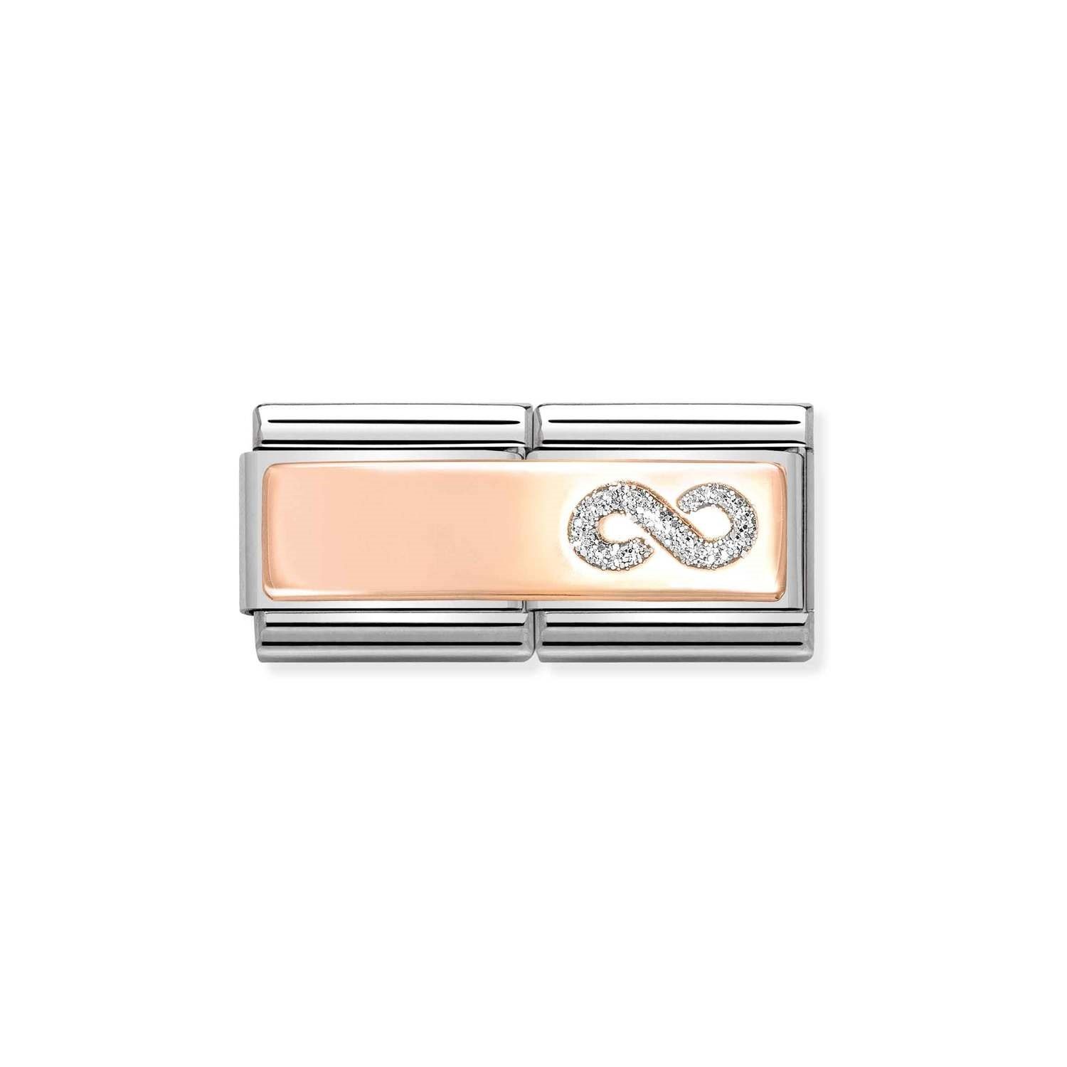 Composable Classic Çift Link Beyaz Zirkon Taşlı Sonsuzluk 9 Ayar Rose Gold