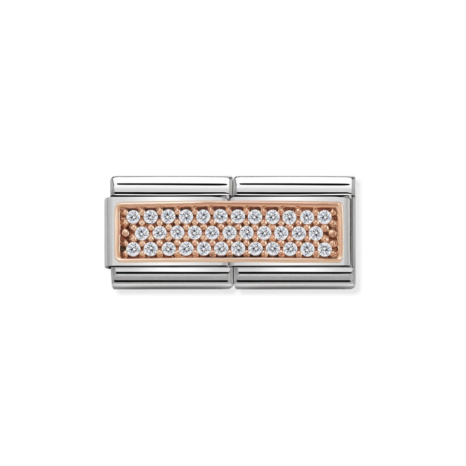 Composable Classic Çift Link Beyaz Zirkon Taşlar 9 Ayar Rose Gold