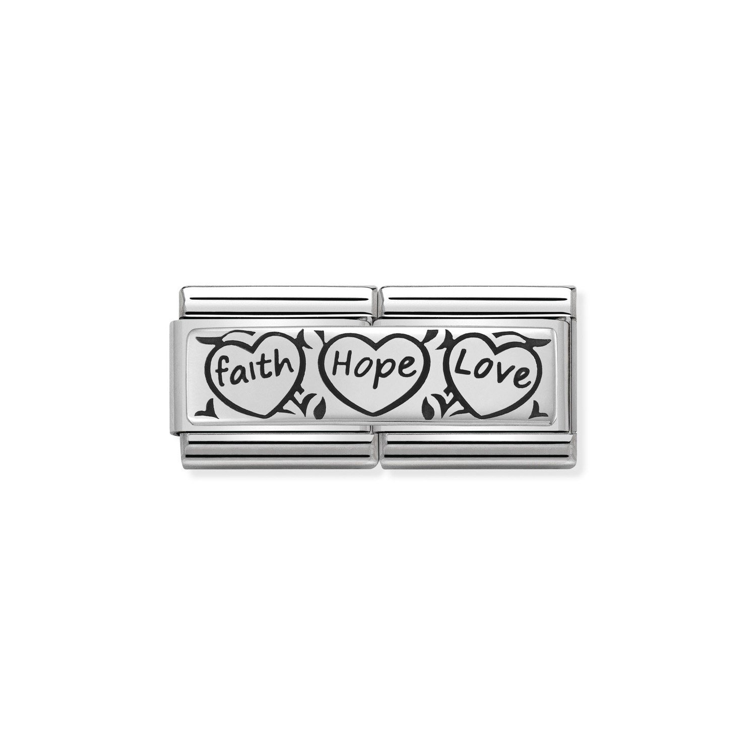 Composable Classic Çift Link Faith Hope Love 925 Ayar Gümüş