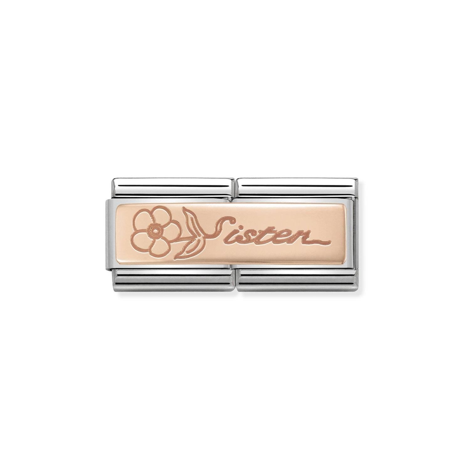 Composable Classic Çift Link Sister Çiçek 9 Ayar Rose Gold