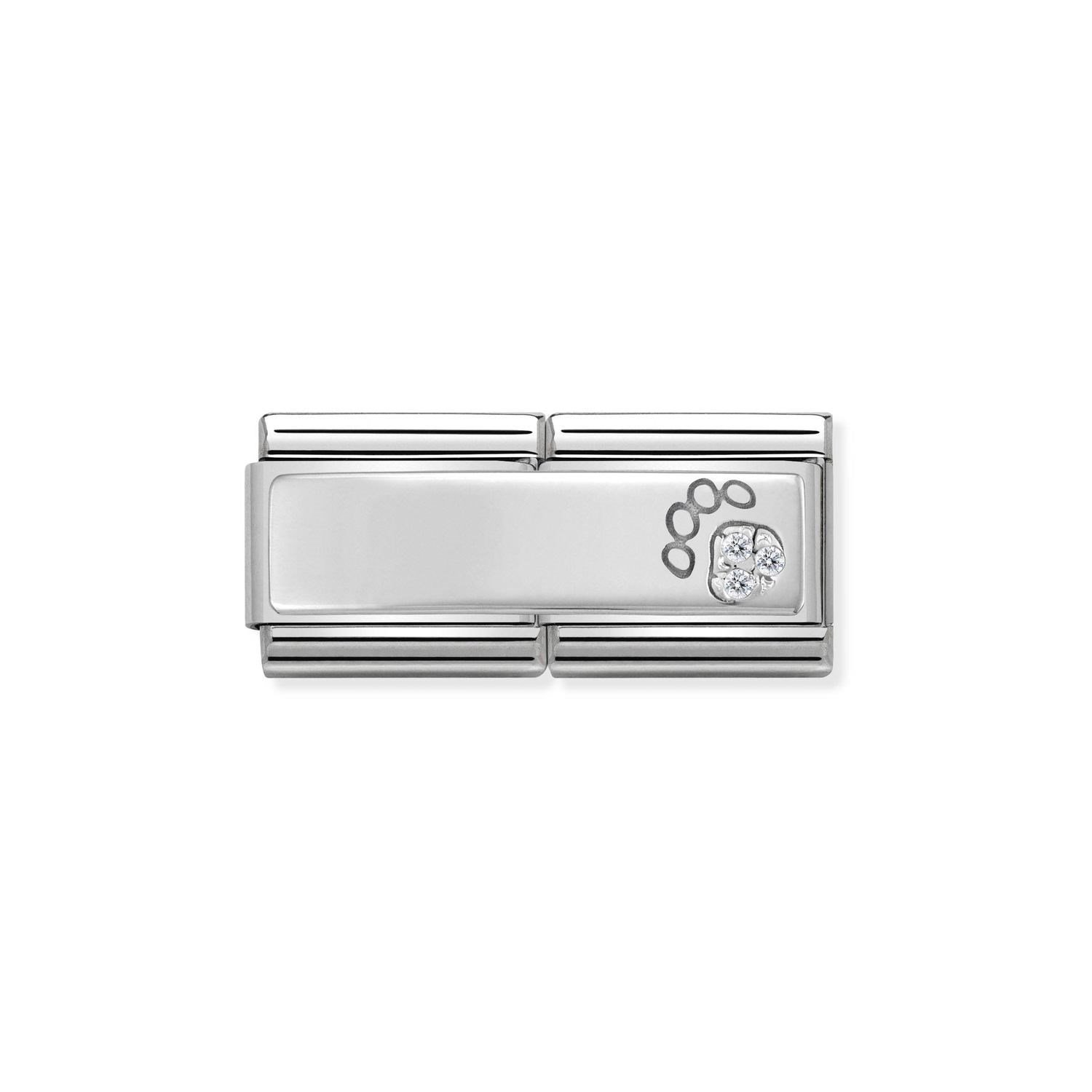 Composable Classic Çift Link Zirkon Taşlı Pati 925 Ayar Gümüş