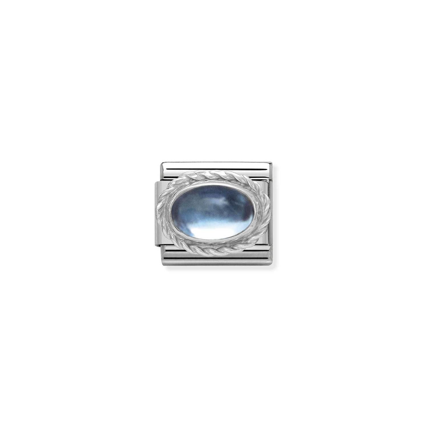 Composable Classic Link Açık Mavi Topaz Taşlı 925 Ayar Gümüş
