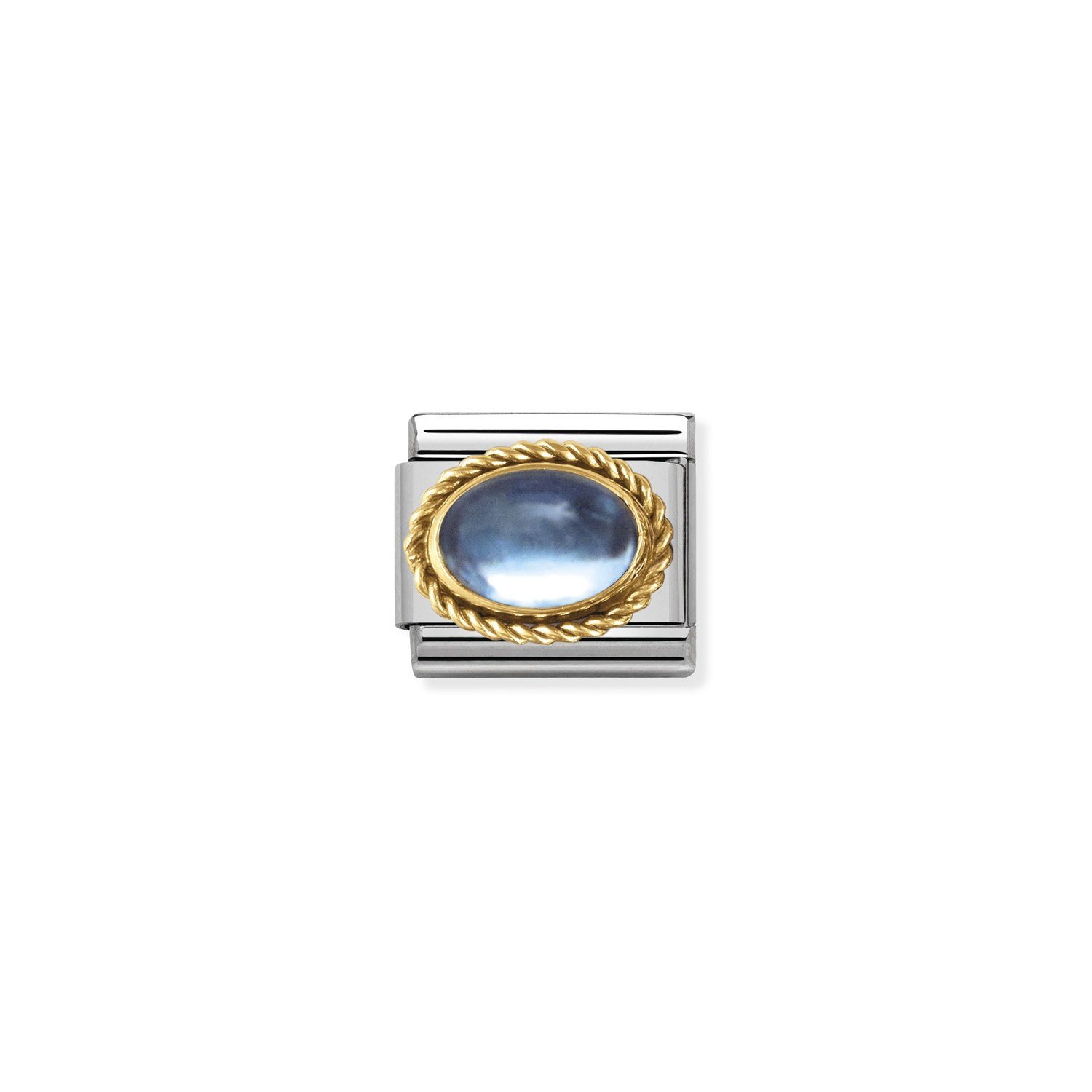 Composable Classic Link Açık Mavi Topaz Taşlı Burgu Çerçeve 18 Ayar Altın