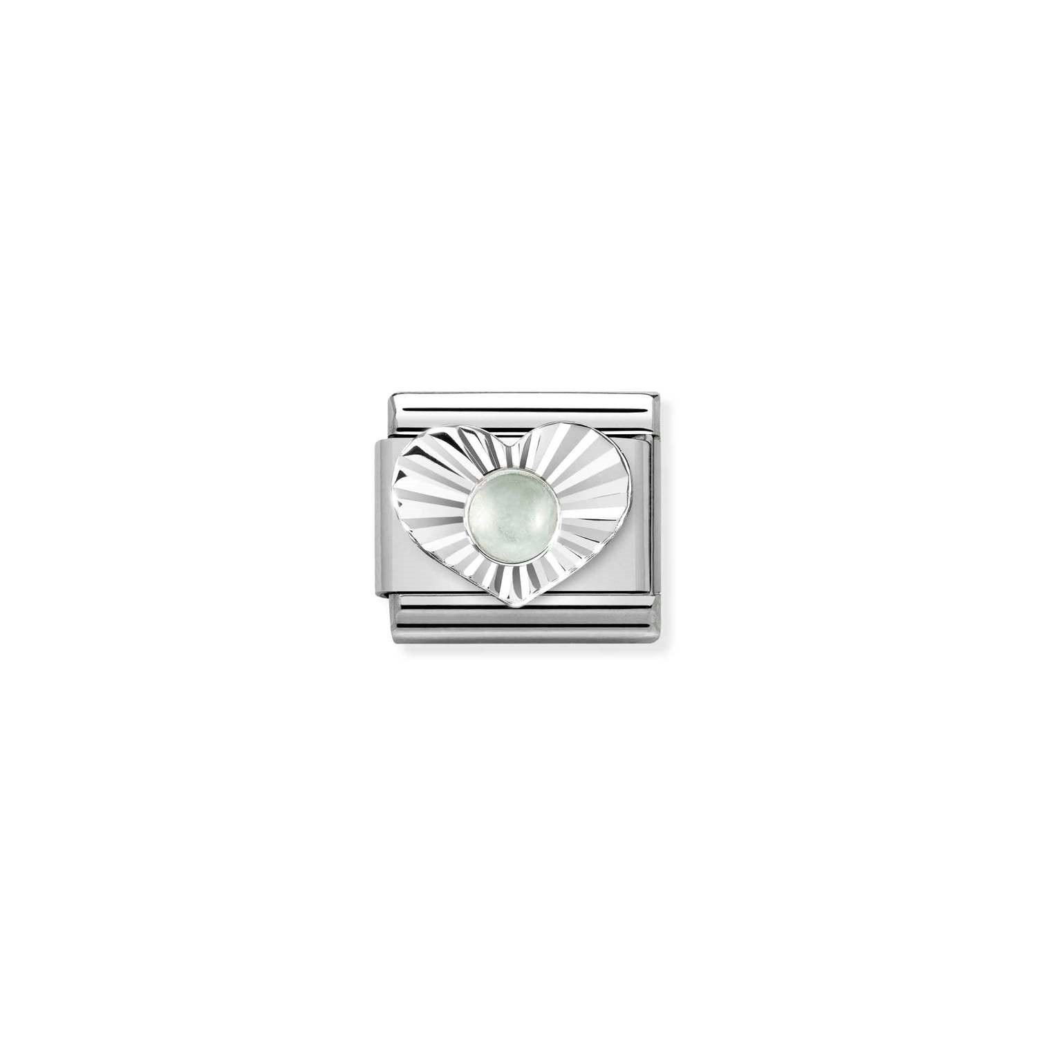 Composable Classic Link Aquamarine Taşlı Kalp 925 Ayar Gümüş