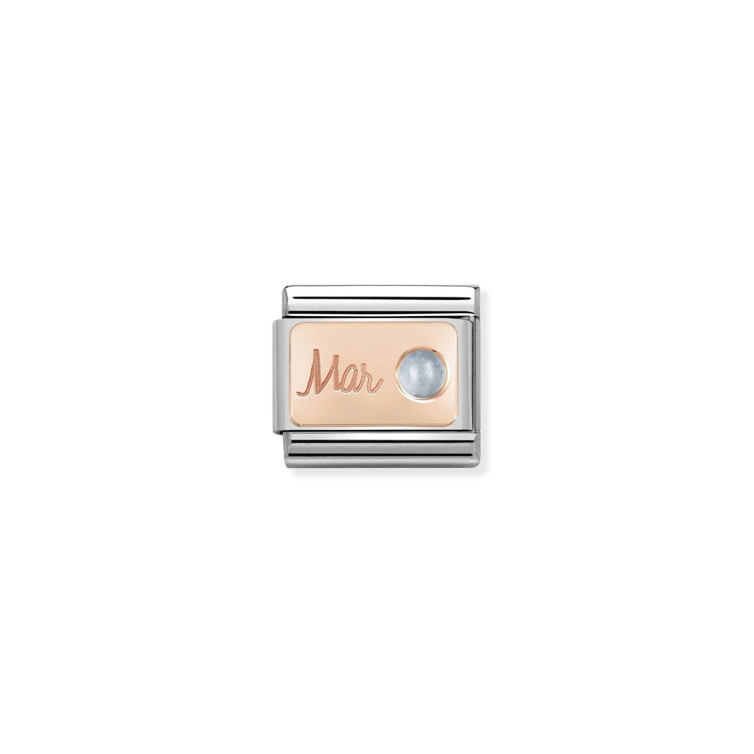 Composable Classic Link Aquamarine Taşlı Mart 9 Ayar Rose Altın