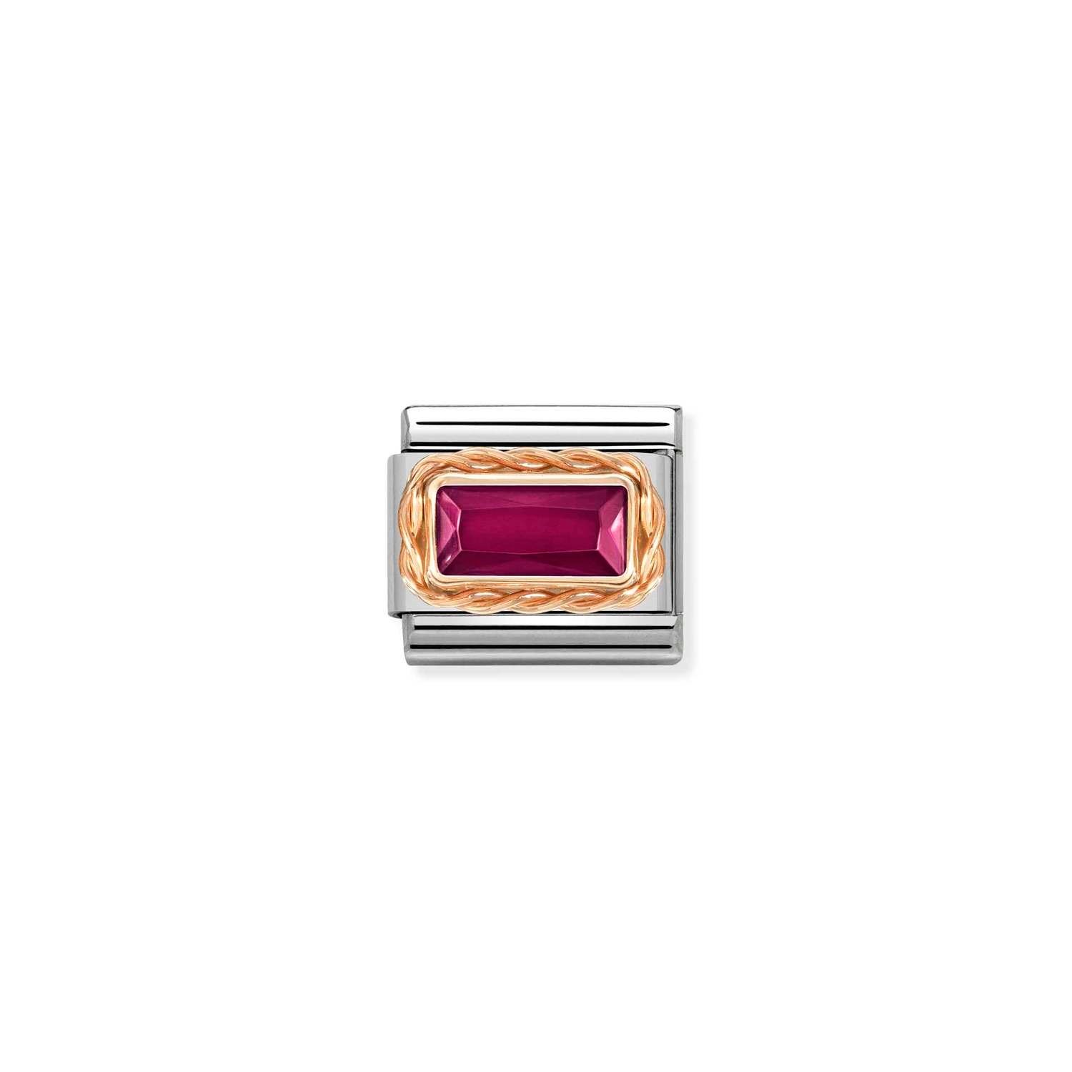 Composable Classic Link Baget Taşlı Kırmızı 9 Ayar Rose Altın