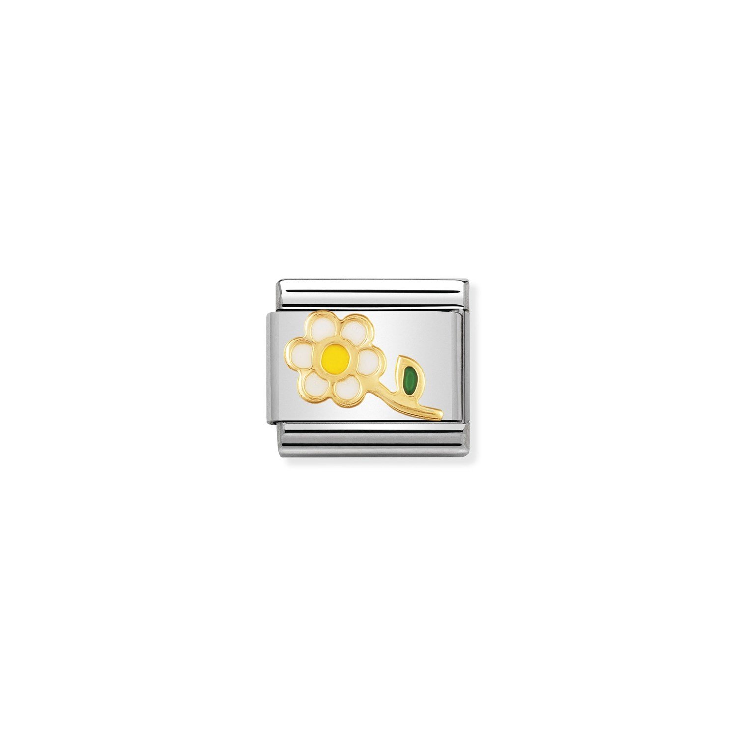 Composable Classic Link Beyaz Çiçek 18 Ayar Altın