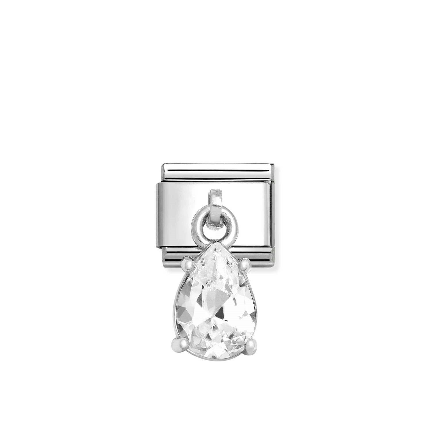 Composable Classic Link Beyaz Damla Zirkon Taşlı 925 Ayar Gümüş Charm