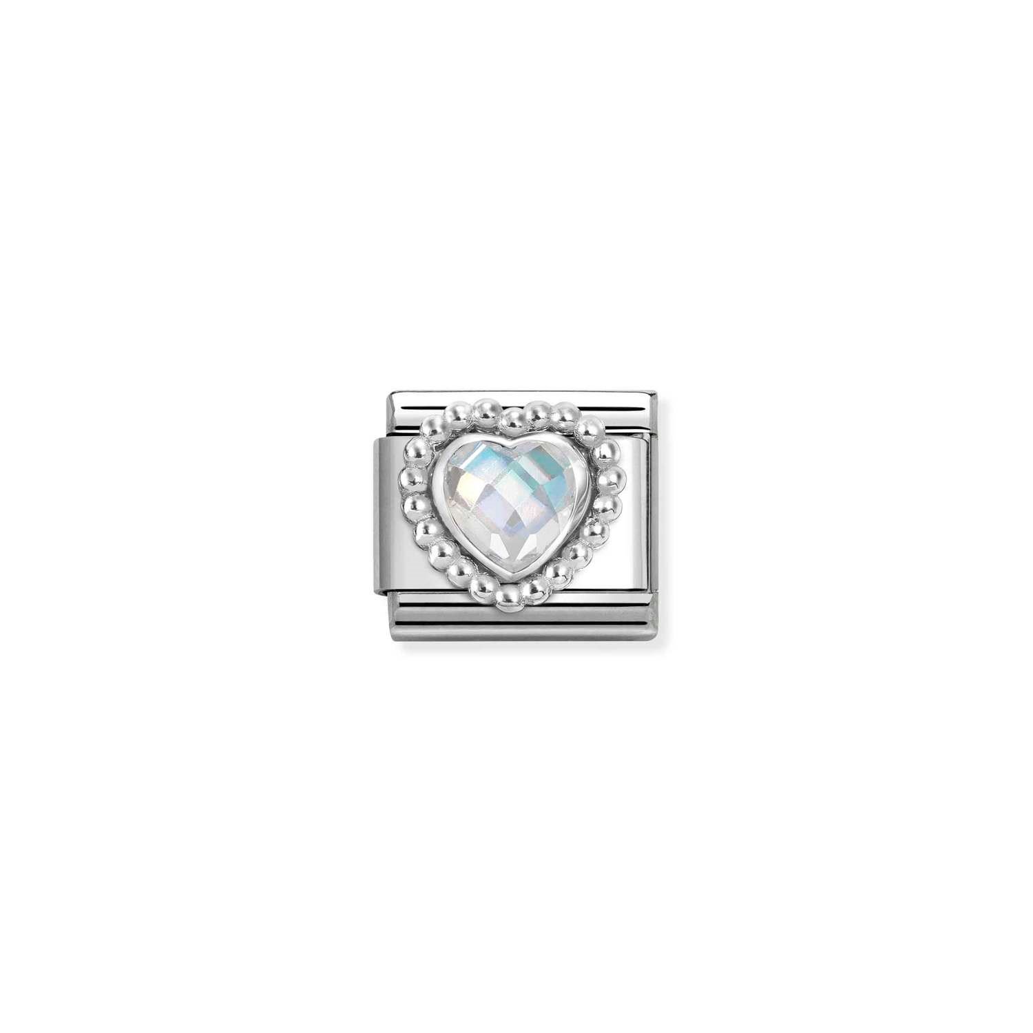 Composable Classic Link Beyaz Kalp 925 Ayar Gümüş Charm