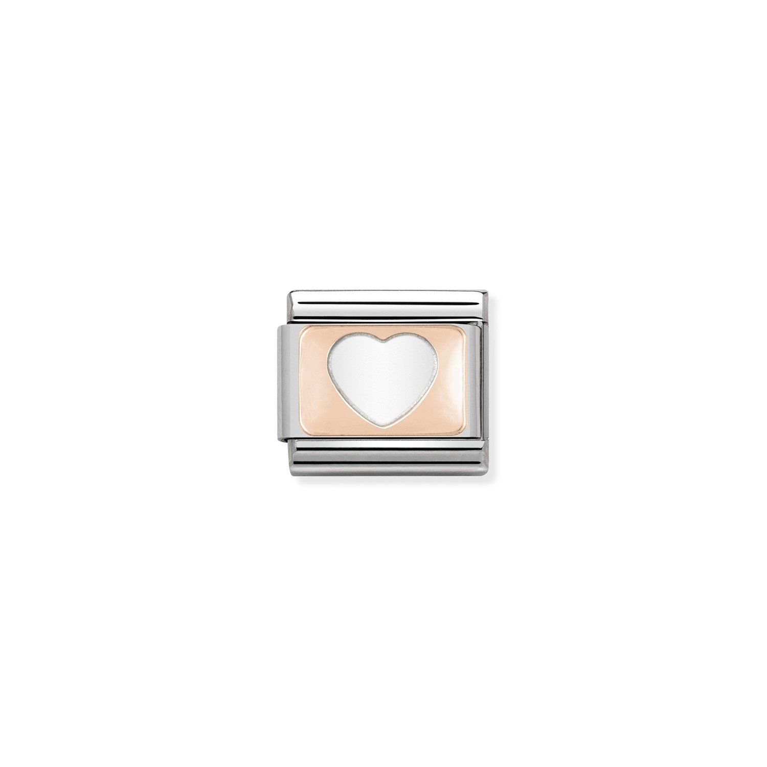 Composable Classic Link Beyaz Kalp Detaylı 9 Ayar Rose Gold