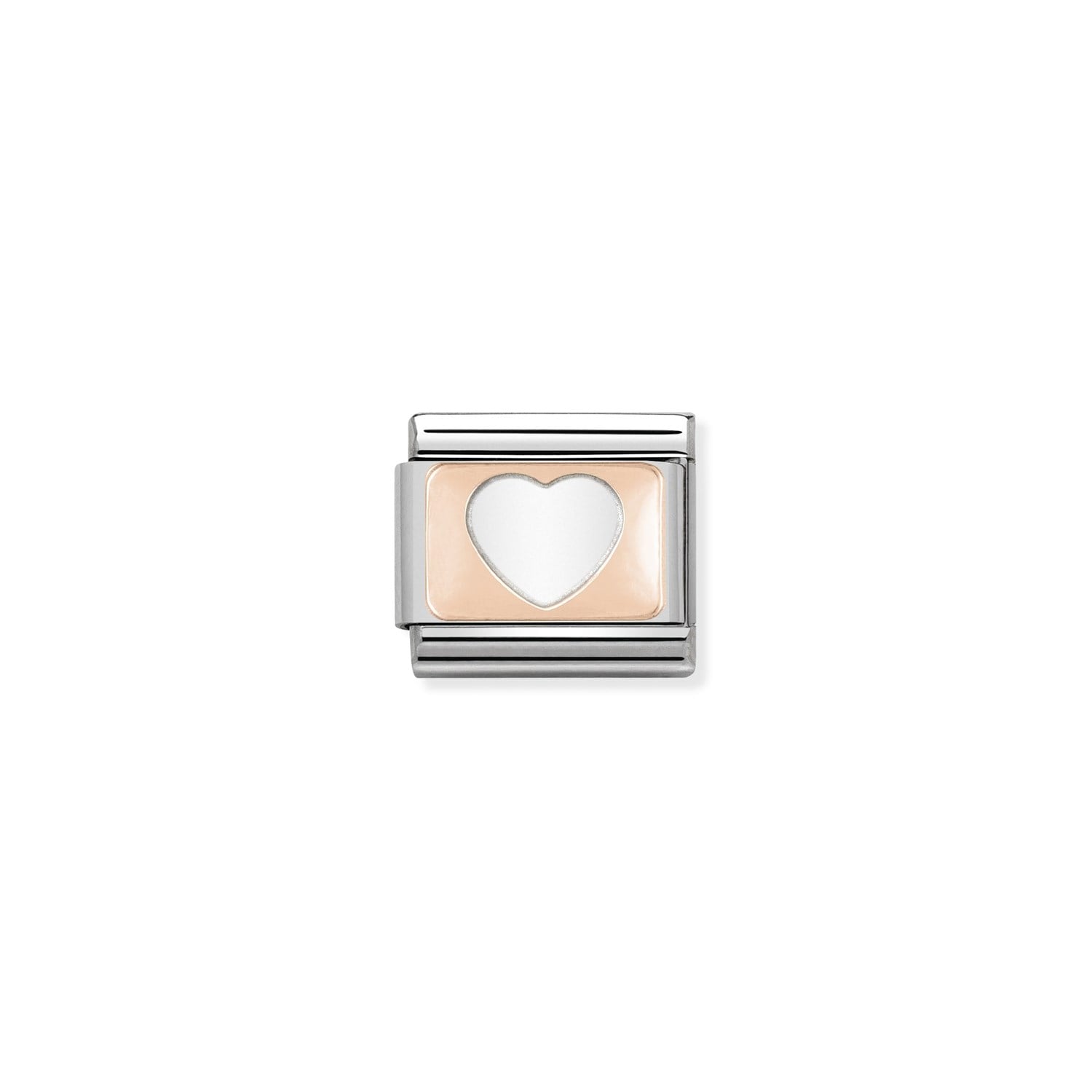 Composable Classic Link Beyaz Kalp Detaylı 9 Ayar Rose Gold