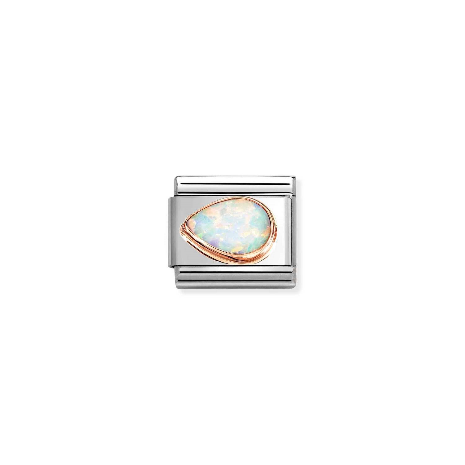 Composable Classic Link Beyaz Opal Taşlı Damla 9 Ayar Rose Gold