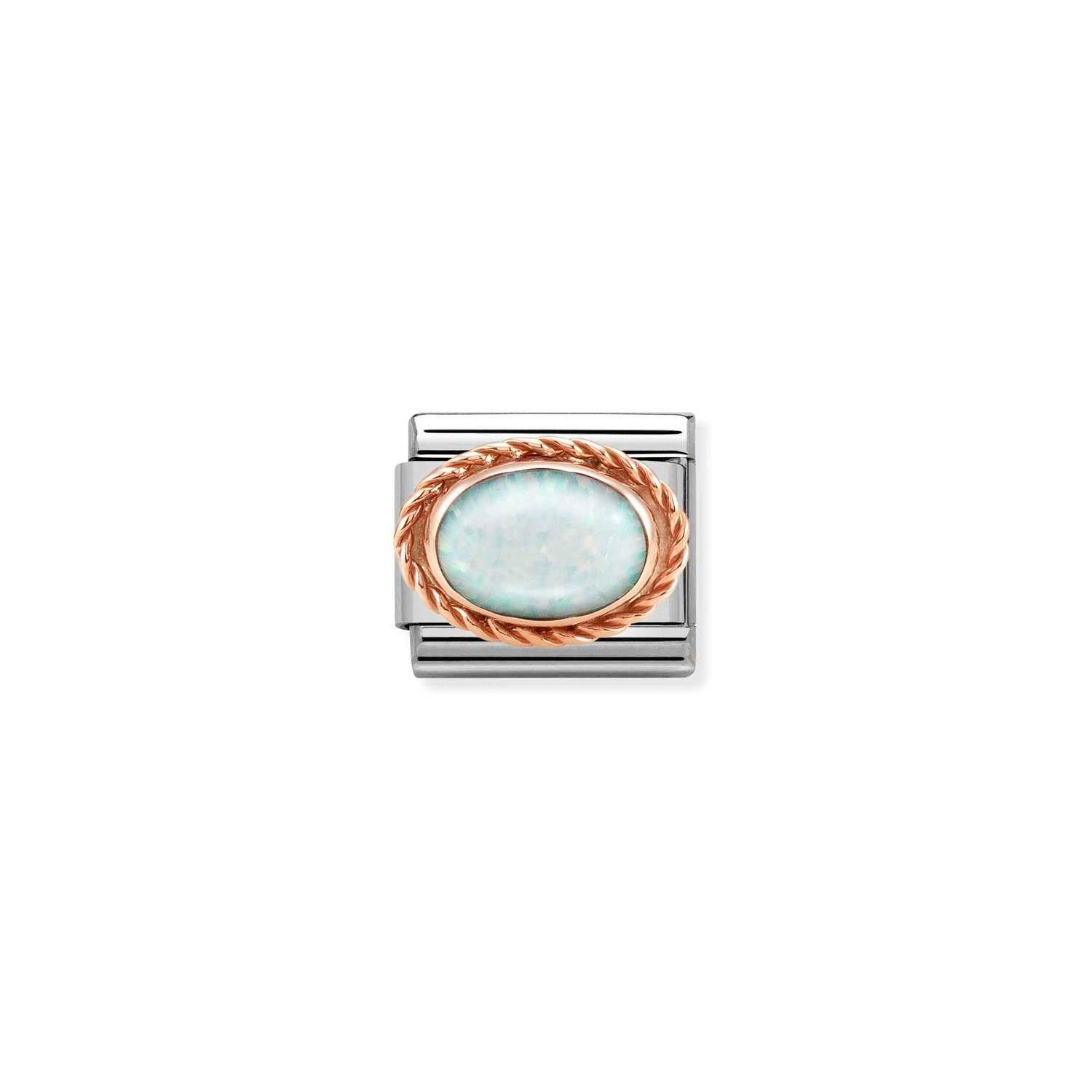 Composable Classic Link Beyaz Opal Taşlı Burgu Çerçeve 9 Ayar Rose Gold