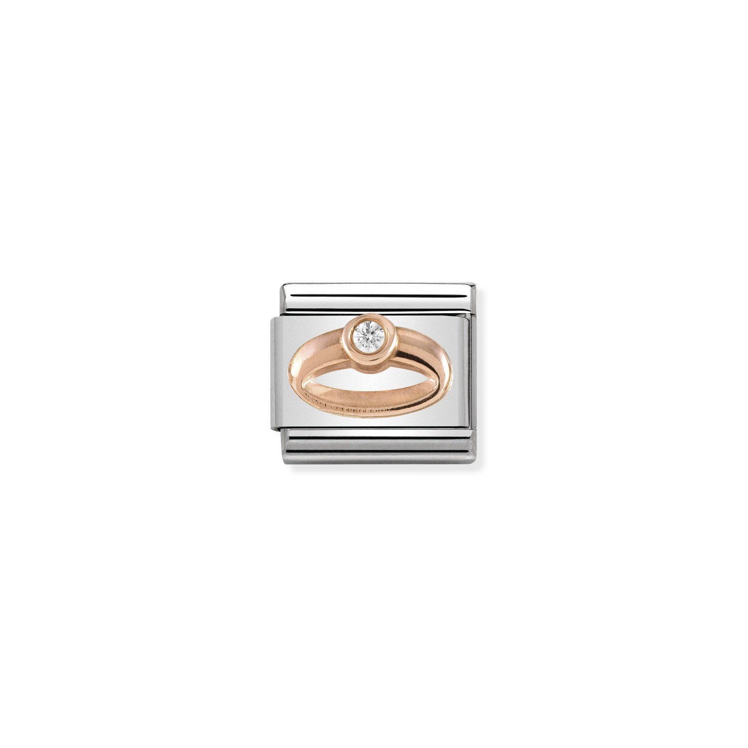 Composable Classic Link Beyaz Zirkon Taşlı Yüzük 9 Ayar Rose Gold