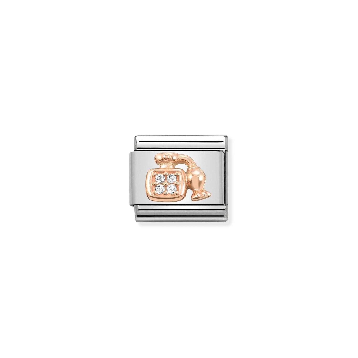 Composable Classic Link Beyaz Zirkon Taşlı Parfüm 9 Ayar Rose Gold