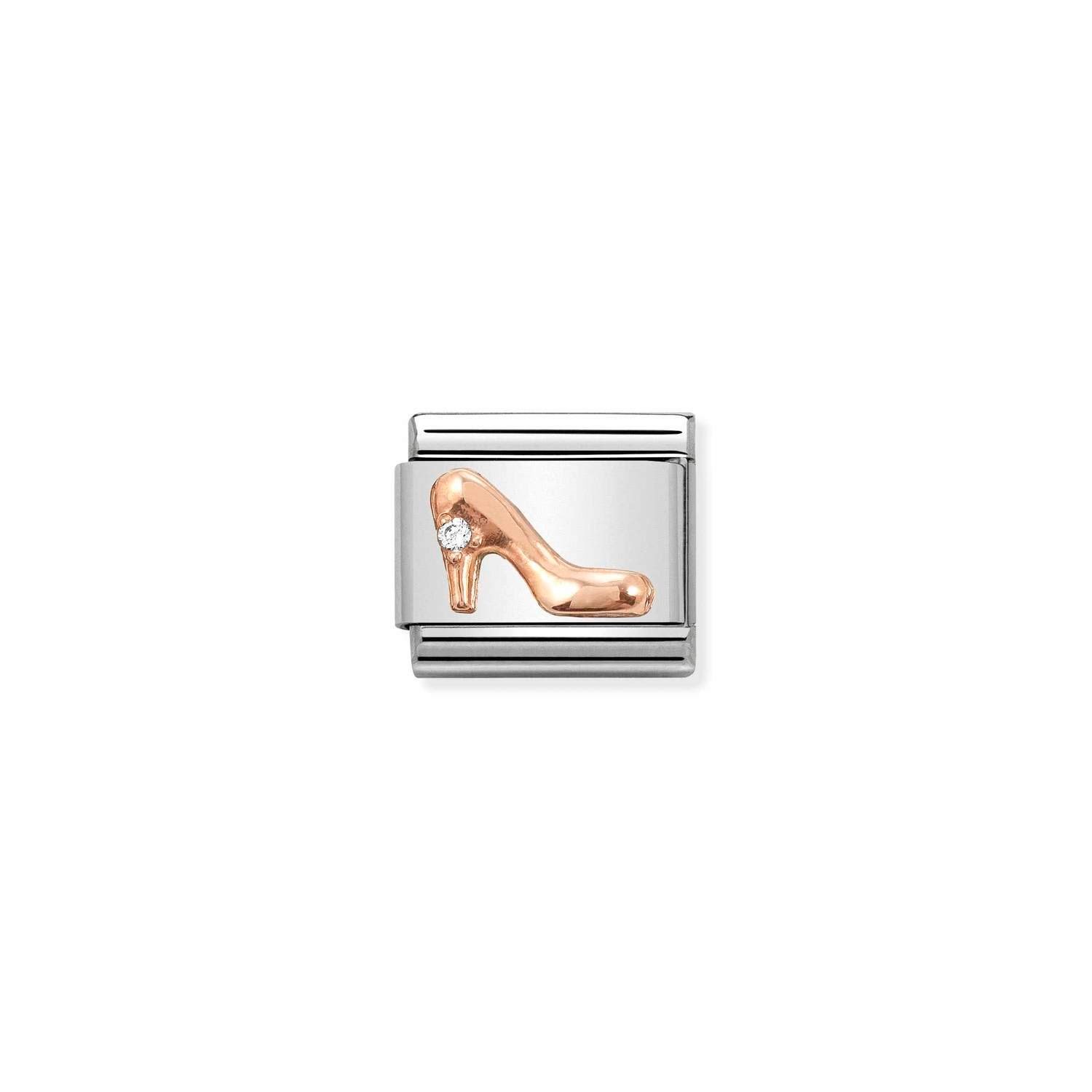 Composable Classic Link Beyaz Zirkon Taşlı Stiletto 9 Ayar Rose Gold