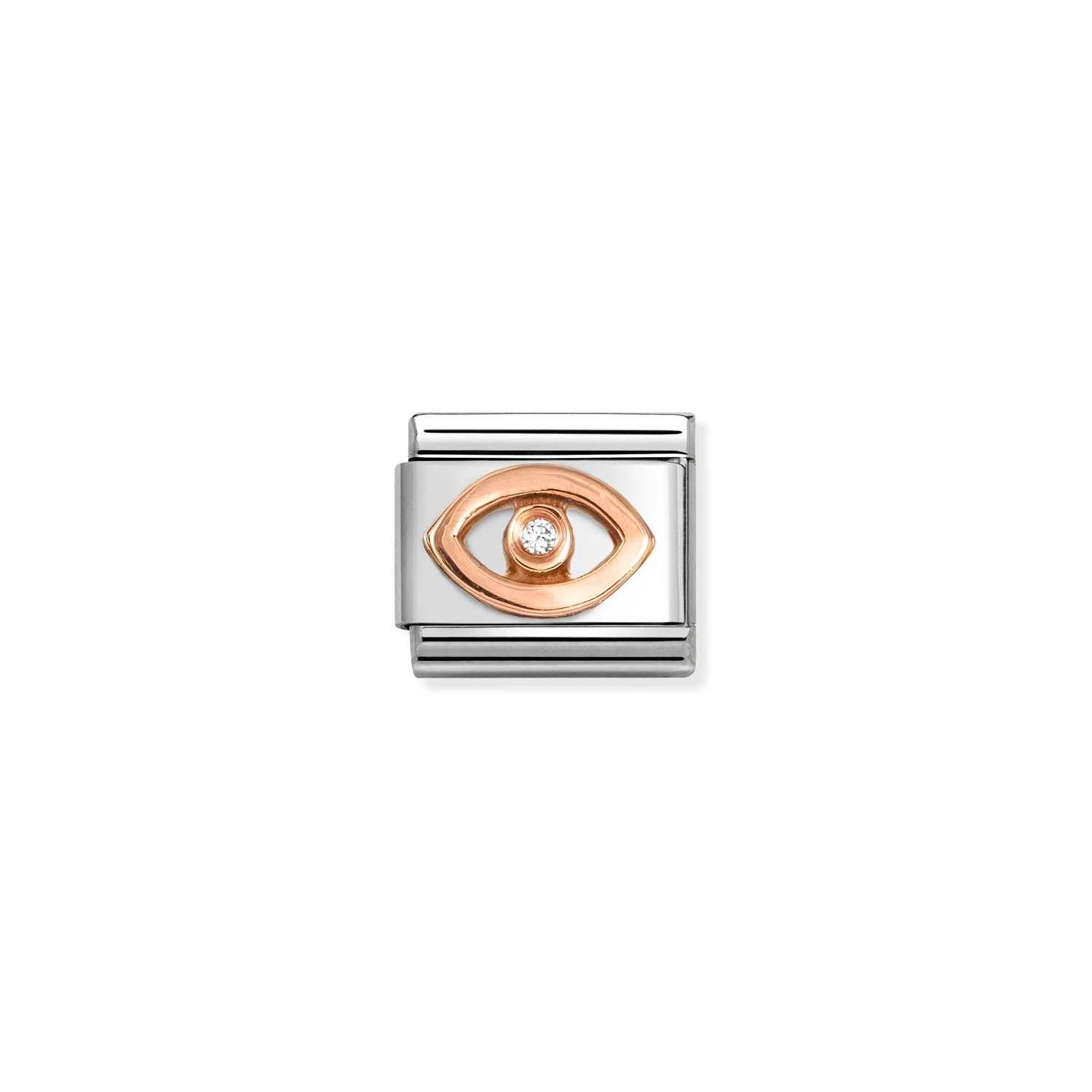 Composable Classic Link Beyaz Zirkon Taşlı Göz 9 Ayar Rose Gold