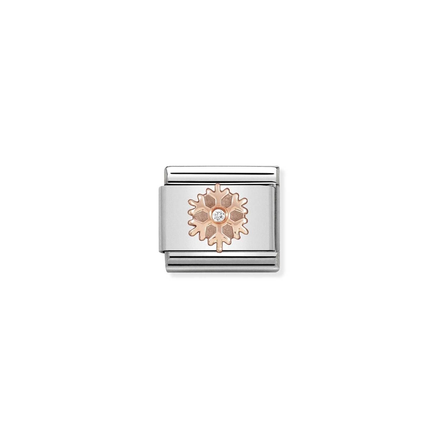 Composable Classic Link Beyaz Zirkon Taşlı Kar Tanesi 9 Ayar Rose Gold