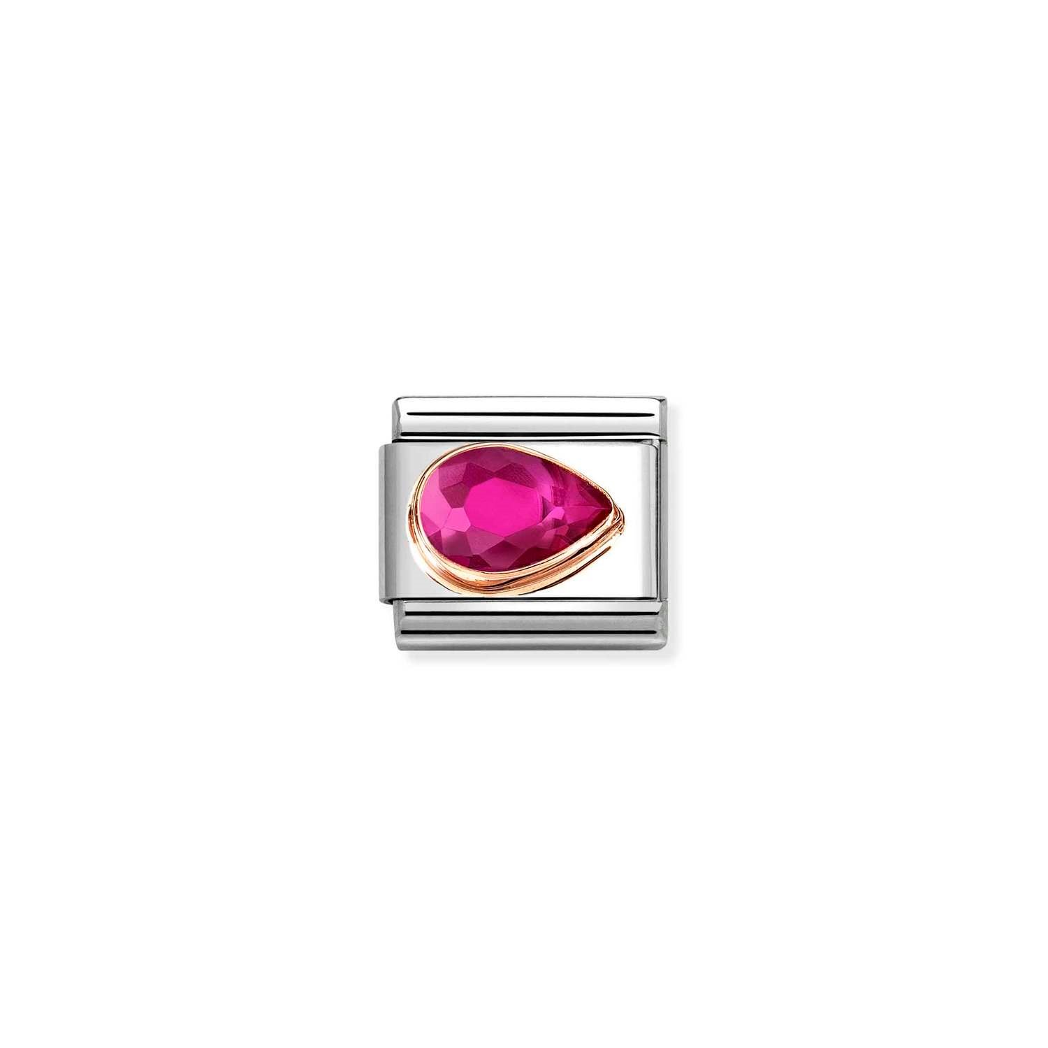 Composable Classic Link Kırmızı Damla Taşlı 9 Ayar Rose Gold