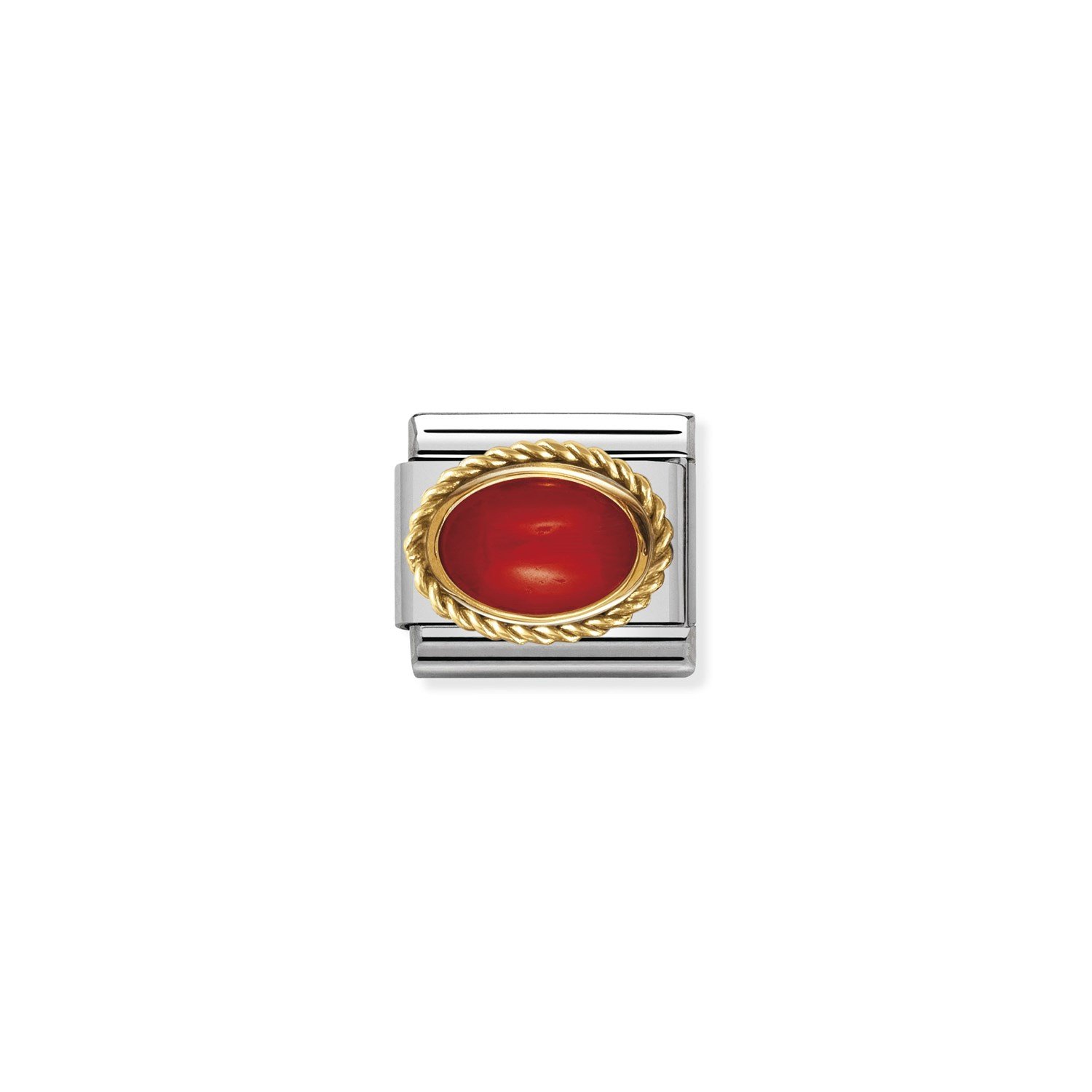 Composable Classic Link Kırmızı Mercan Taşlı Burgu Çerçeve 18 Ayar Altın