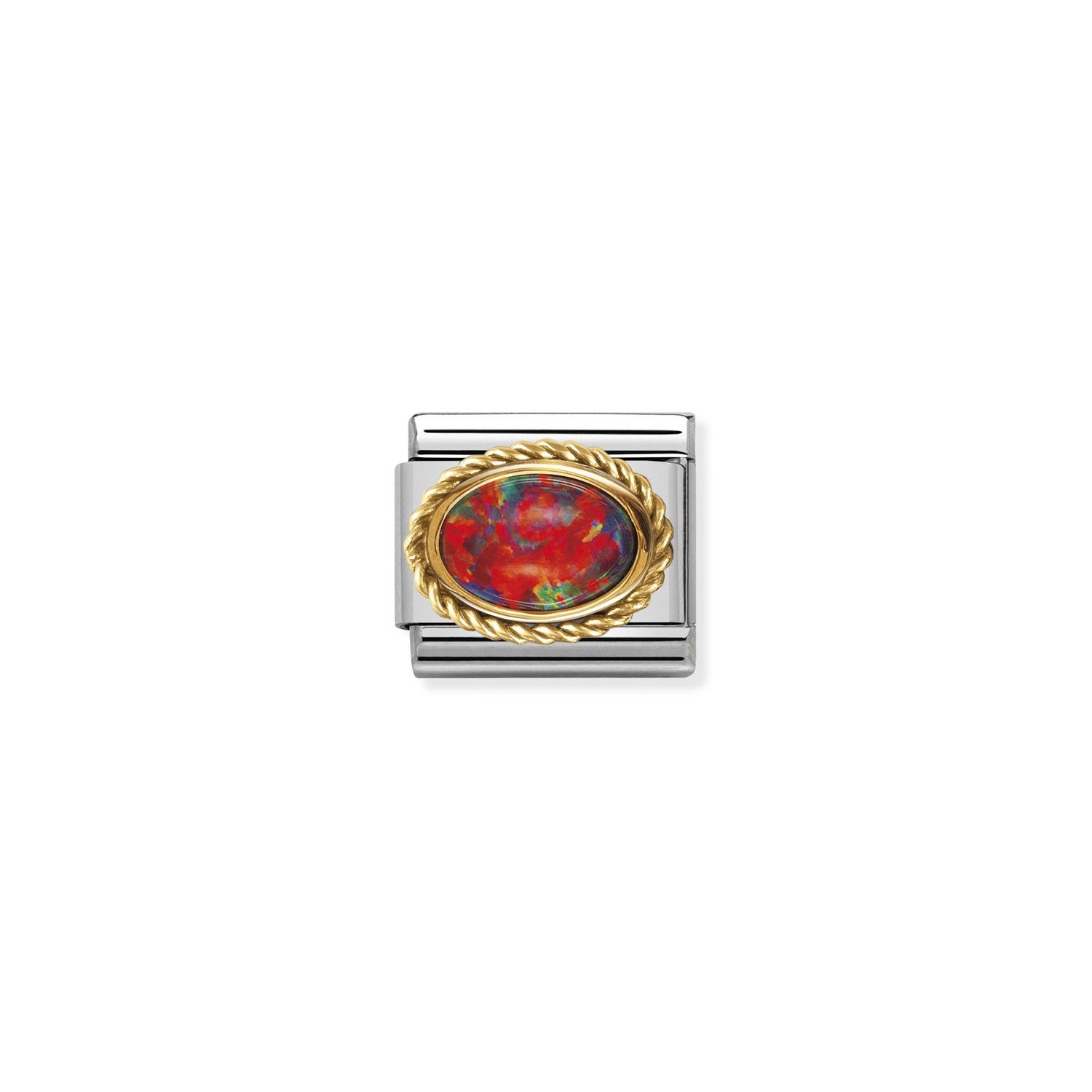 Composable Classic Link Kırmızı Opal Taşlı Burgu Çerçeve 18 Ayar Altın