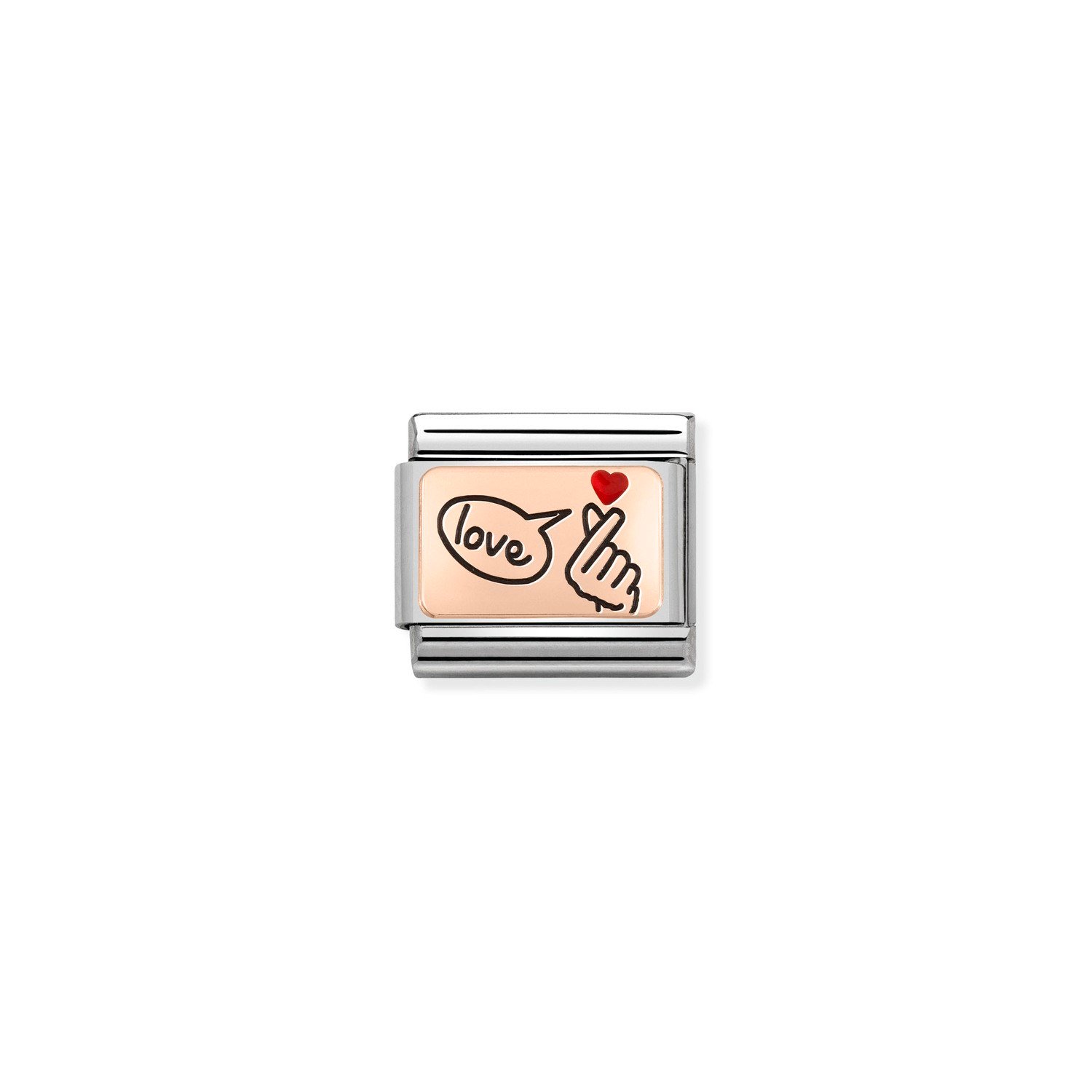 Composable Classic Link Love ve Kırmızı Kalp 9 Ayar Rose Gold