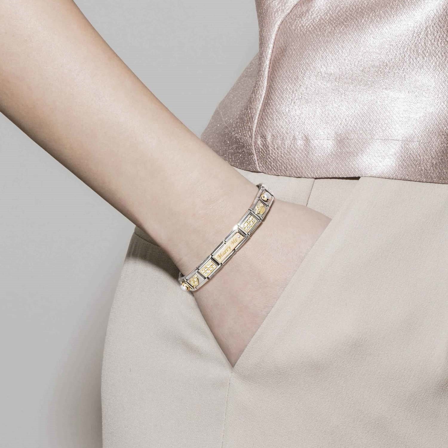 Composable Classic Link Mavi Ay 18 Ayar Altın