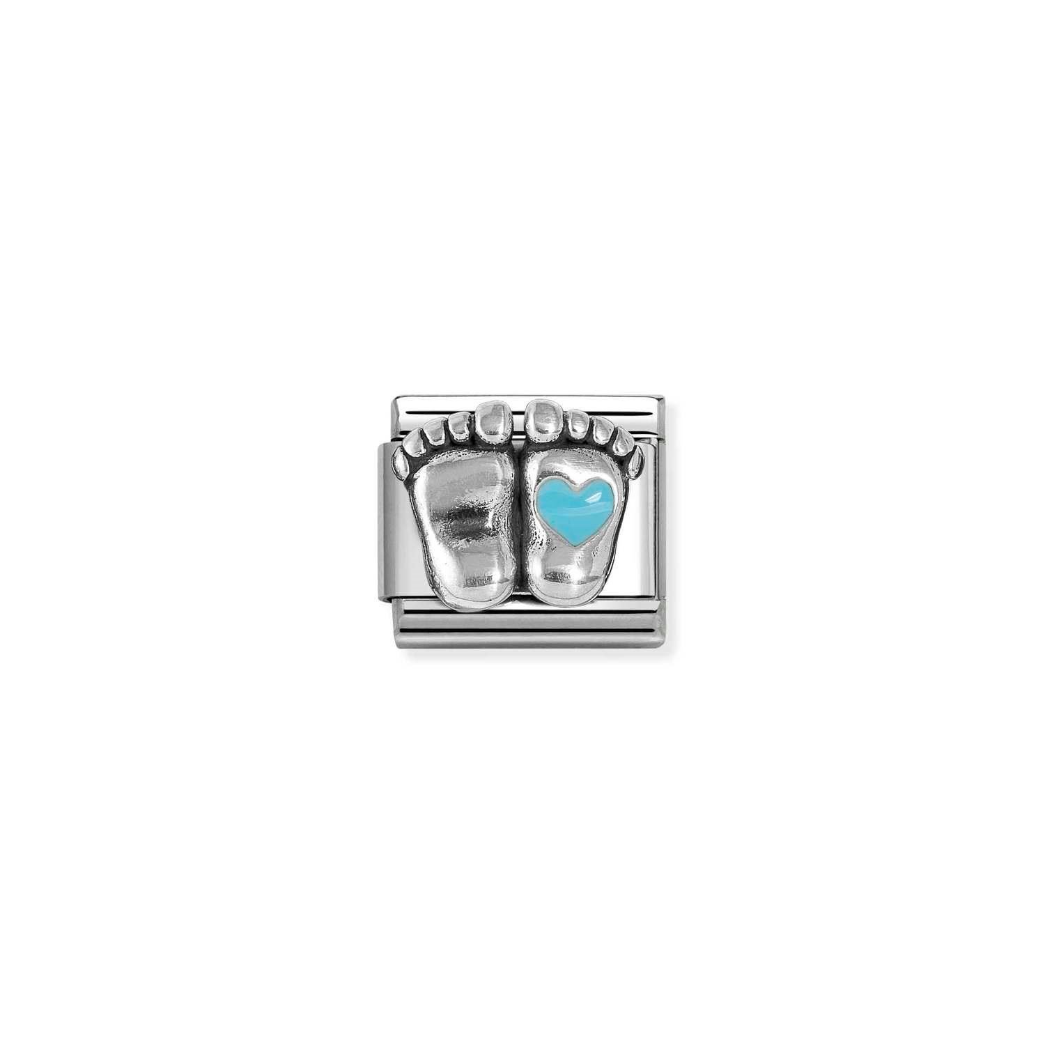 Composable Classic Link Mavi Kalp Bebek Ayağı 925 Ayar Gümüş