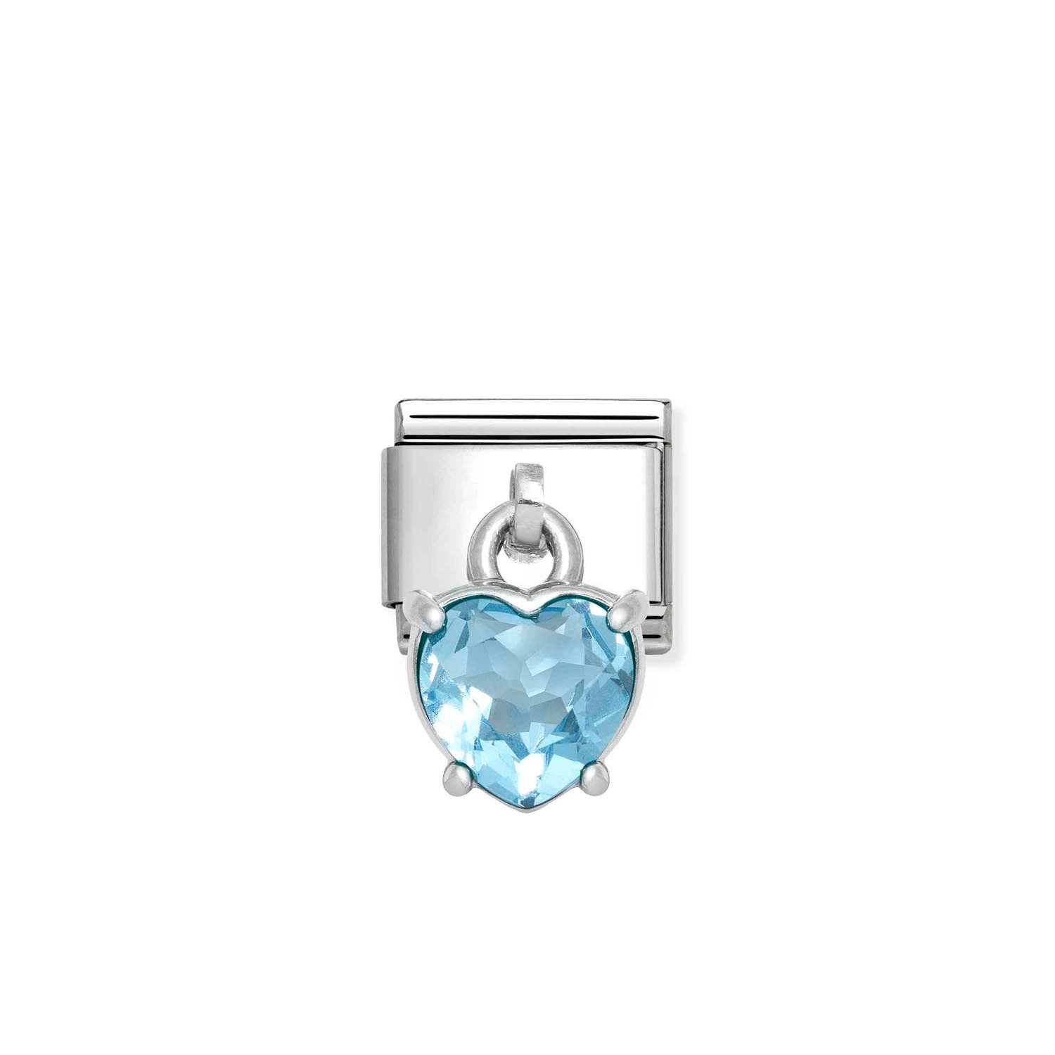 Composable Classic Link Mavi Zirkon Taşlı Kalp 925 Ayar Gümüş Charm
