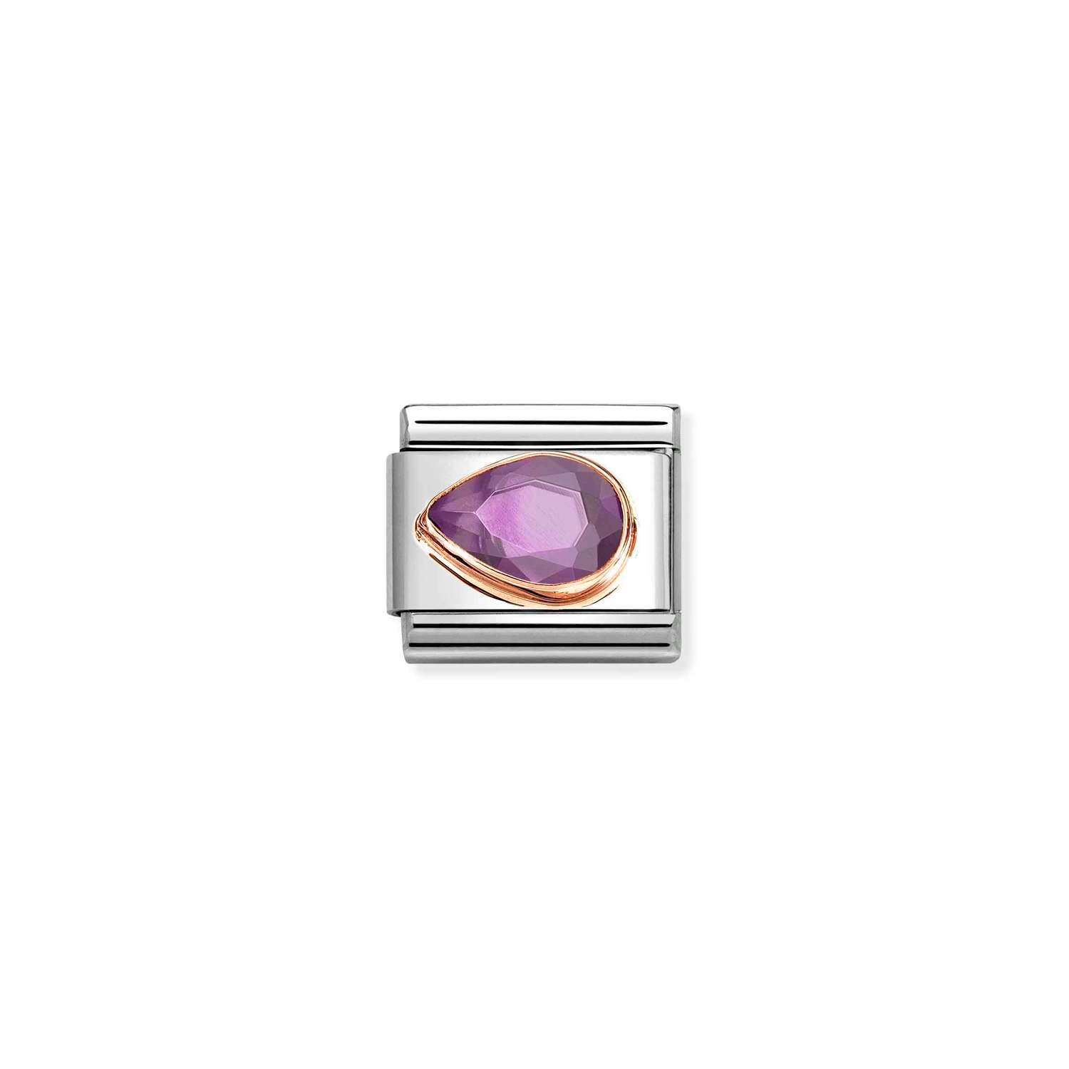 Composable Classic Link Mor Damla Taşlı 9 Ayar Rose Gold