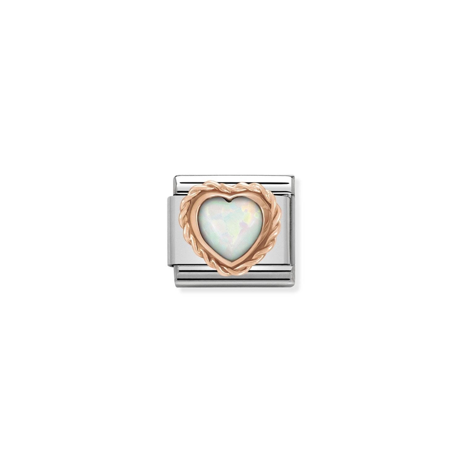Composable Classic Link Opal Kalp Taşlı Burgu Çerçeve 9 Ayar Rose Gold
