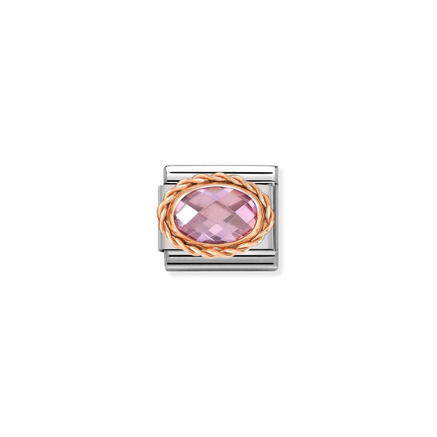 Composable Classic Link Oval Taşlı Pembe 9 Ayar Rose Altın