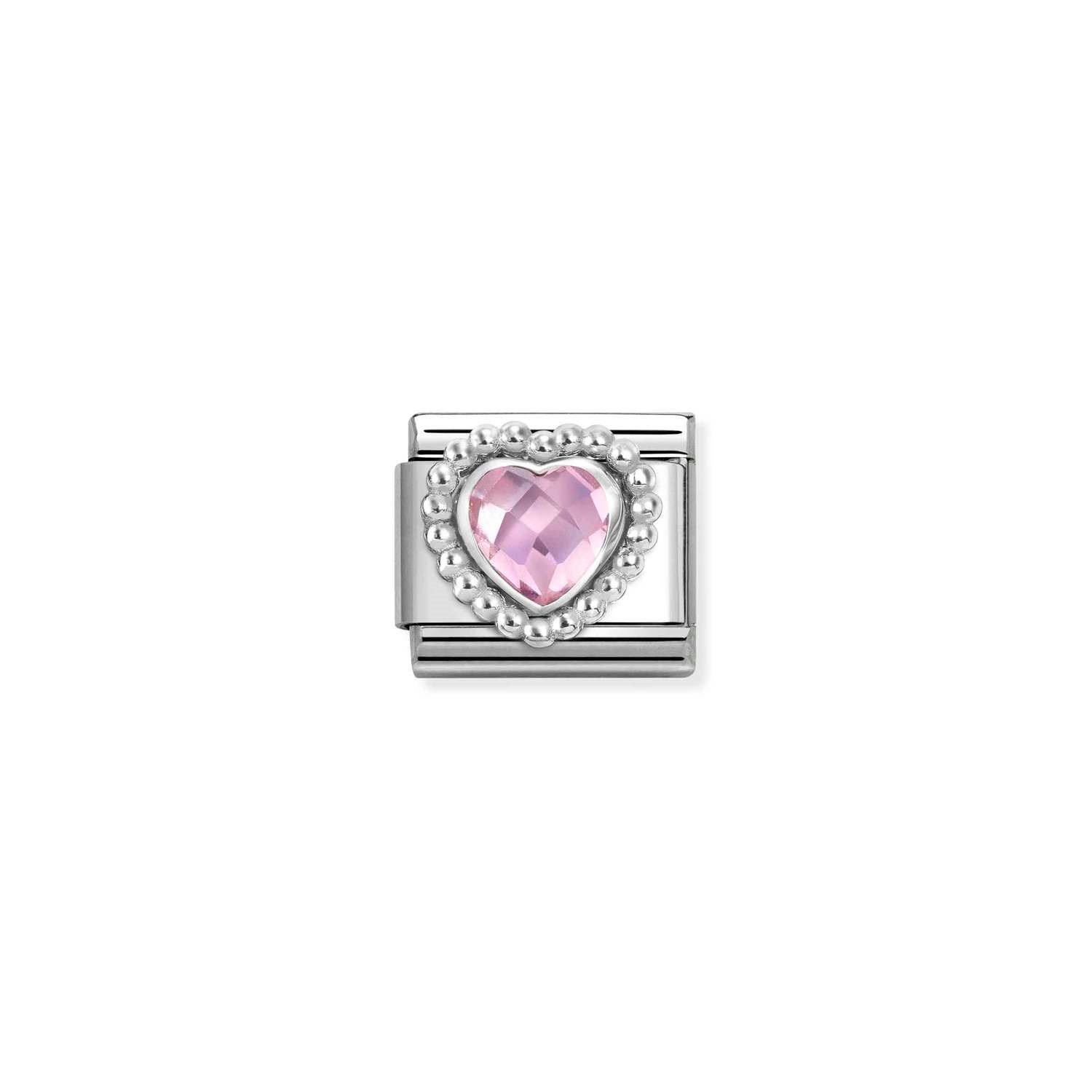 Composable Classic Link Pembe Kalp Simgeli 925 Ayar Gümüş