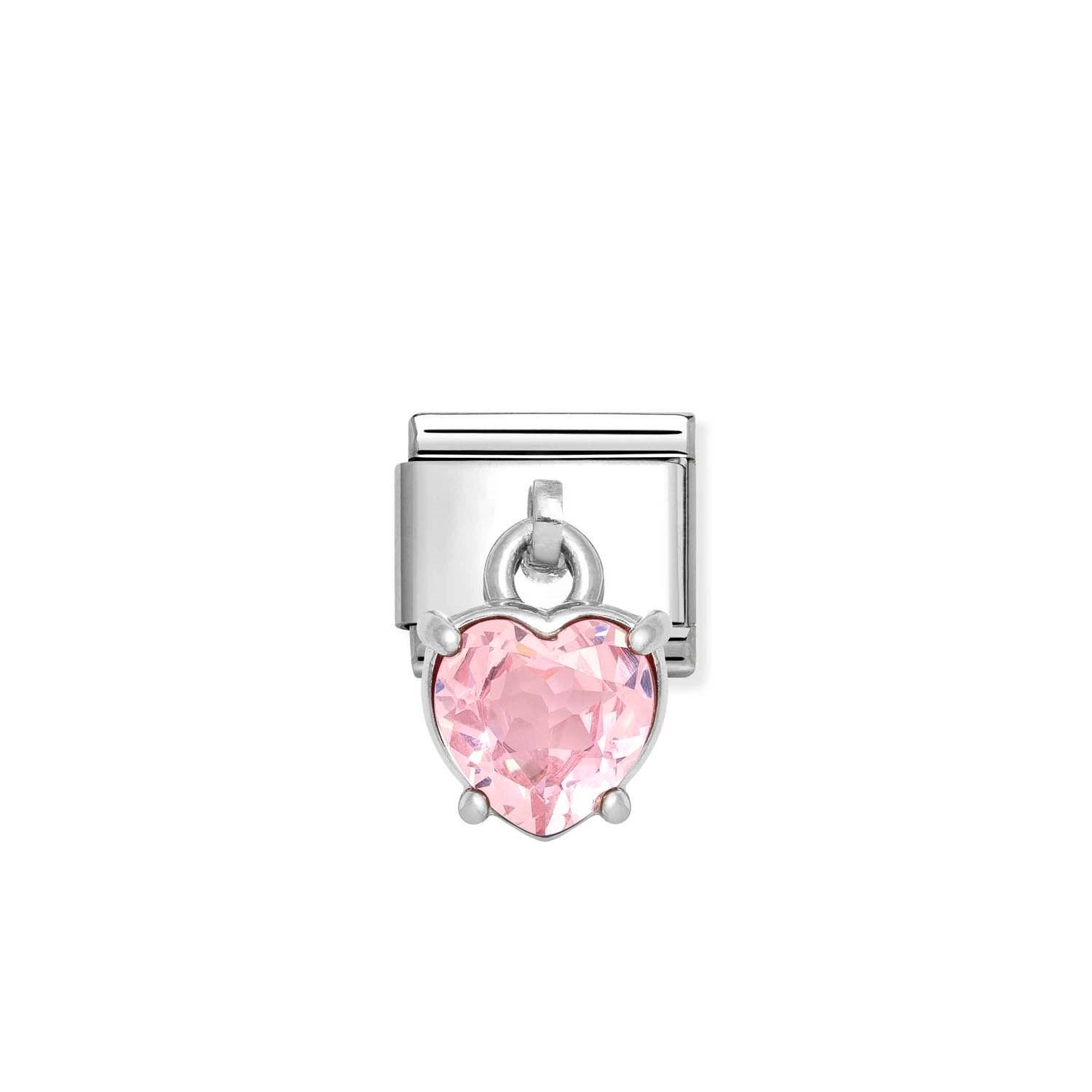 Composable Classic Link Pembe Zirkon Taşlı Kalp 925 Ayar Gümüş Charm