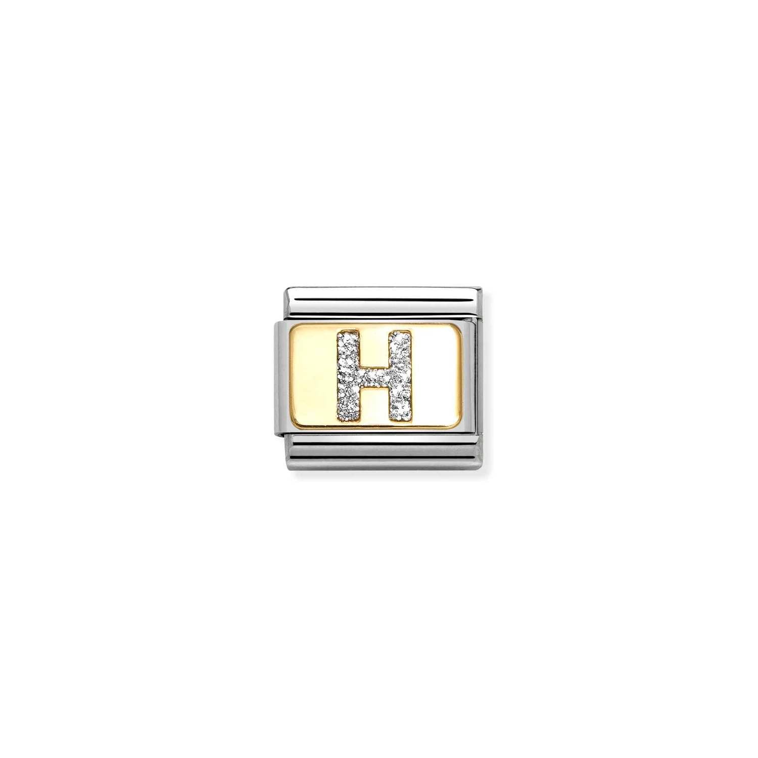 Composable Classic Link Pırıltılı H Harfi 18 Ayar Altın
