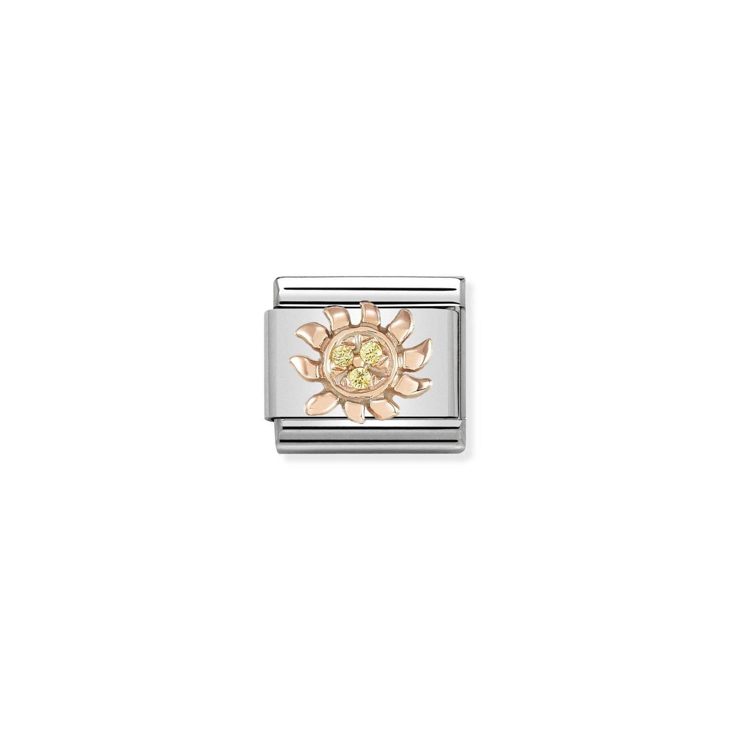 Composable Classic Link Sarı Zirkon Taşlı Güneş 9 Ayar Rose Gold