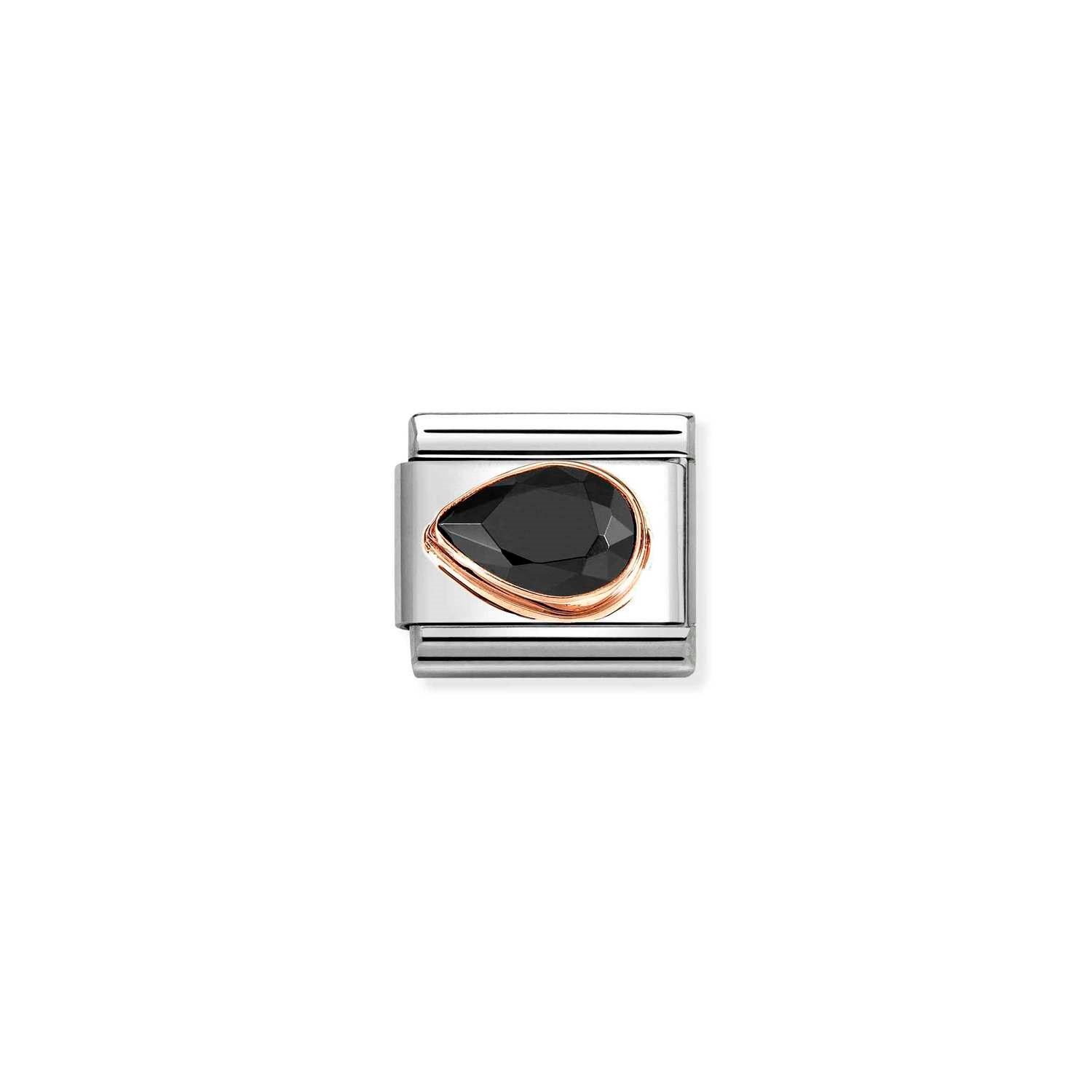 Composable Classic Link Siyah Damla Taş Detaylı 9 Ayar Rose Gold
