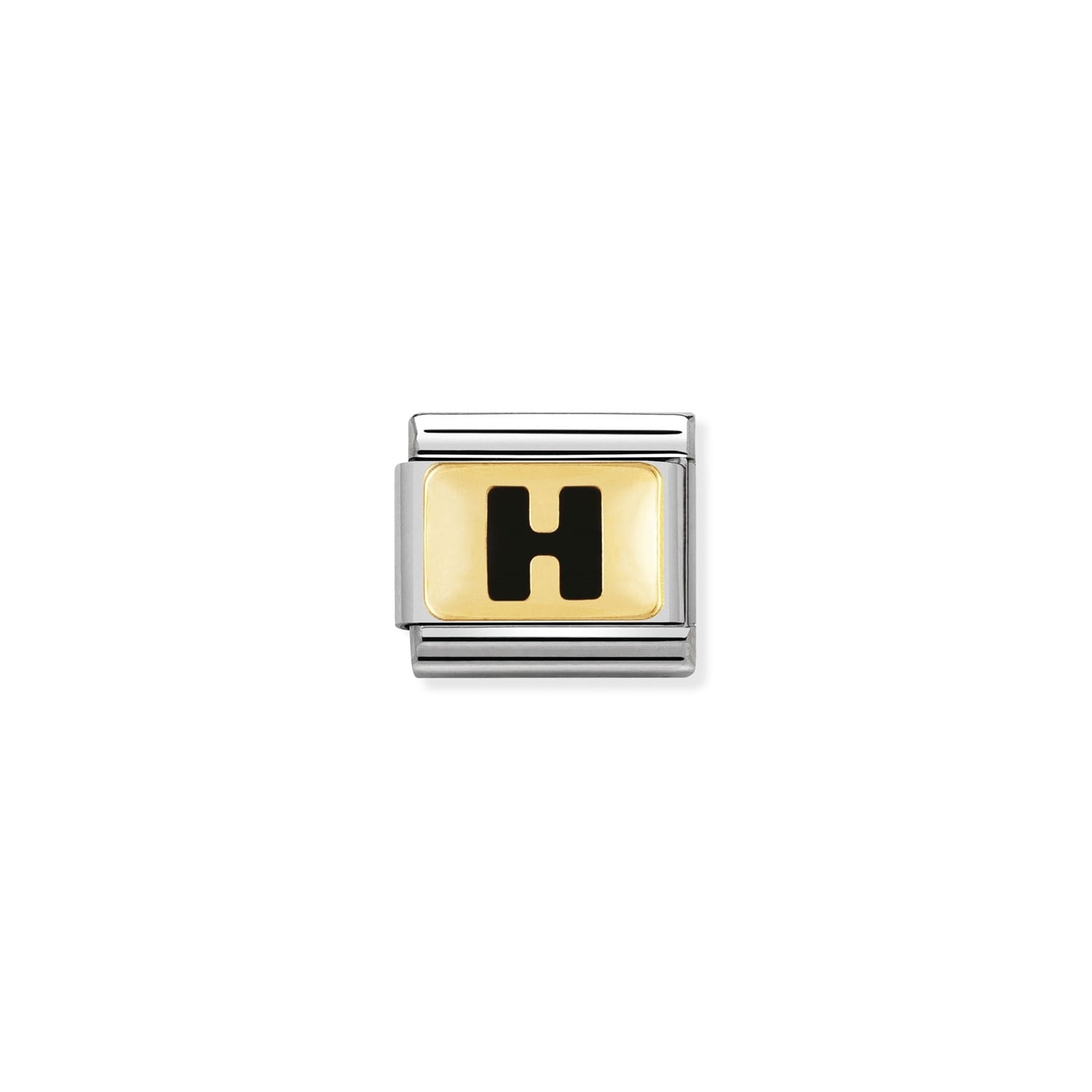 Composable Classic Link Siyah H Harfi 18 Ayar Altın