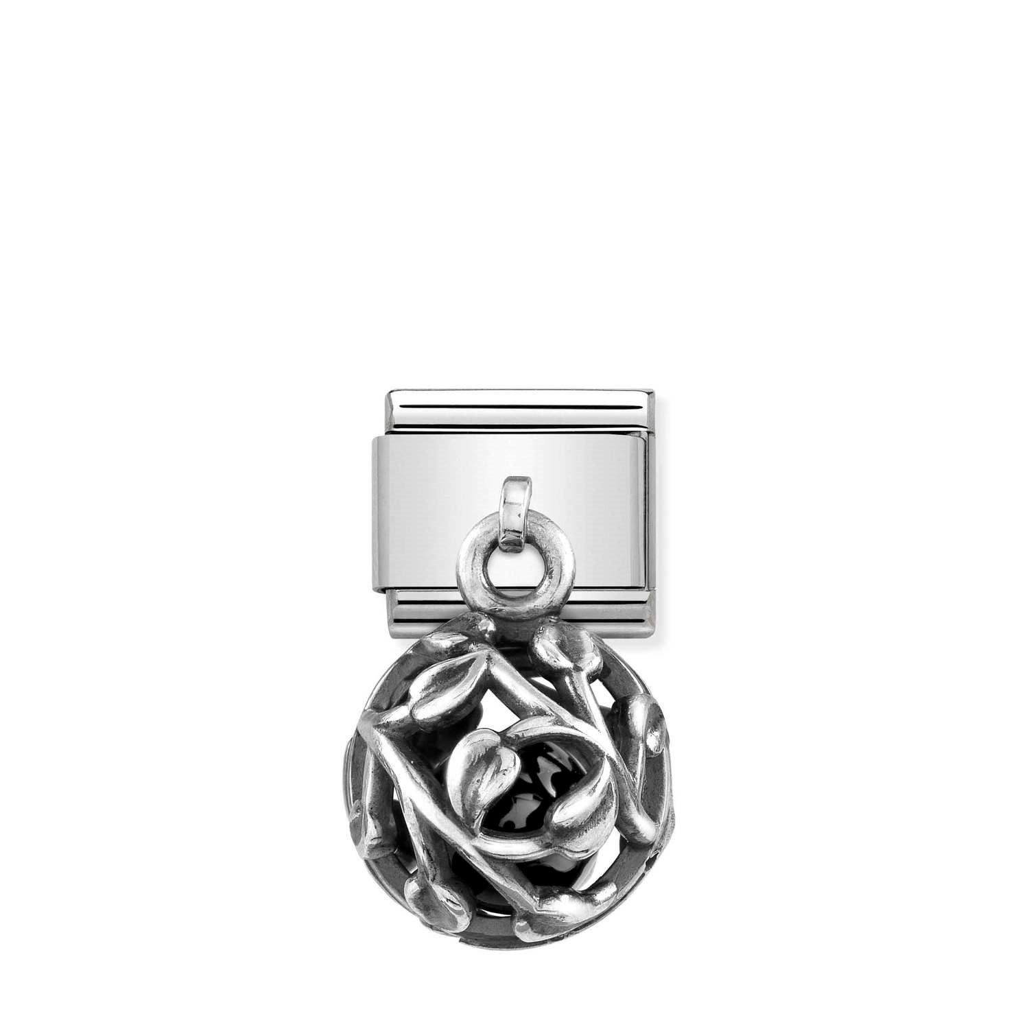 Composable Classic Link Siyah Yapraklar 925 Ayar Gümüş Charm