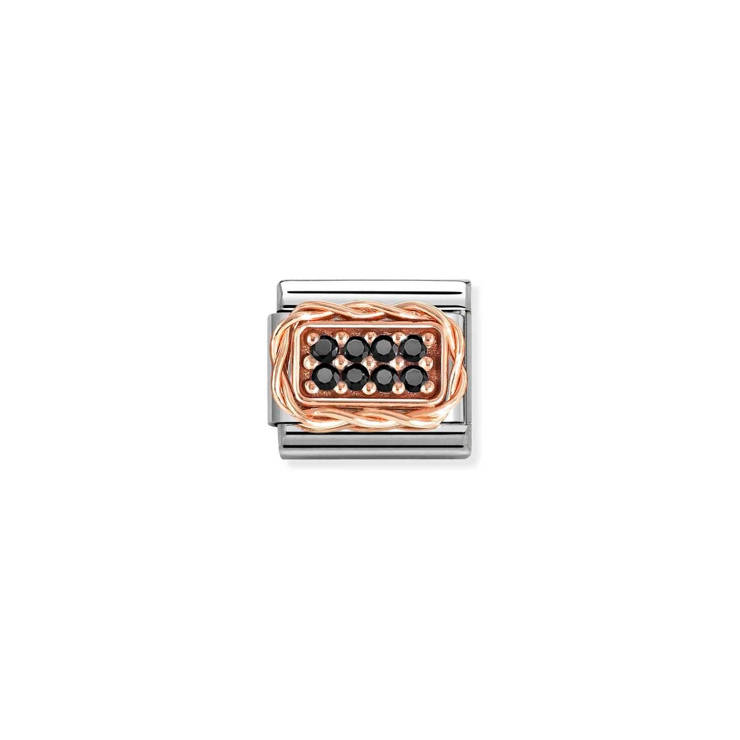 Composable Classic Link Siyah Zirkon Taşlar Burgu Çerçeve 9 Ayar Rose Gold