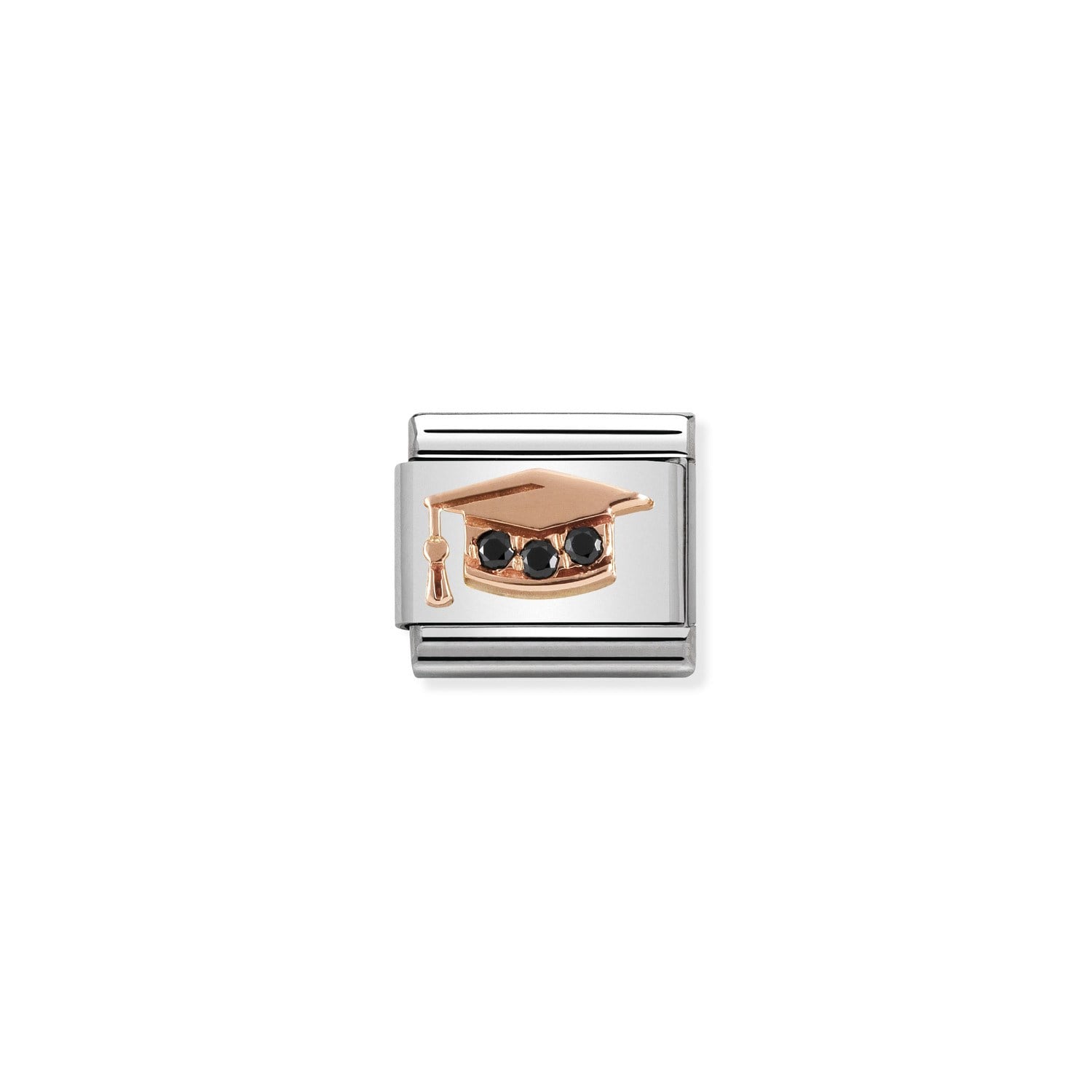 Composable Classic Link Siyah Zirkon Taşlı Kep 9 Ayar Rose Gold