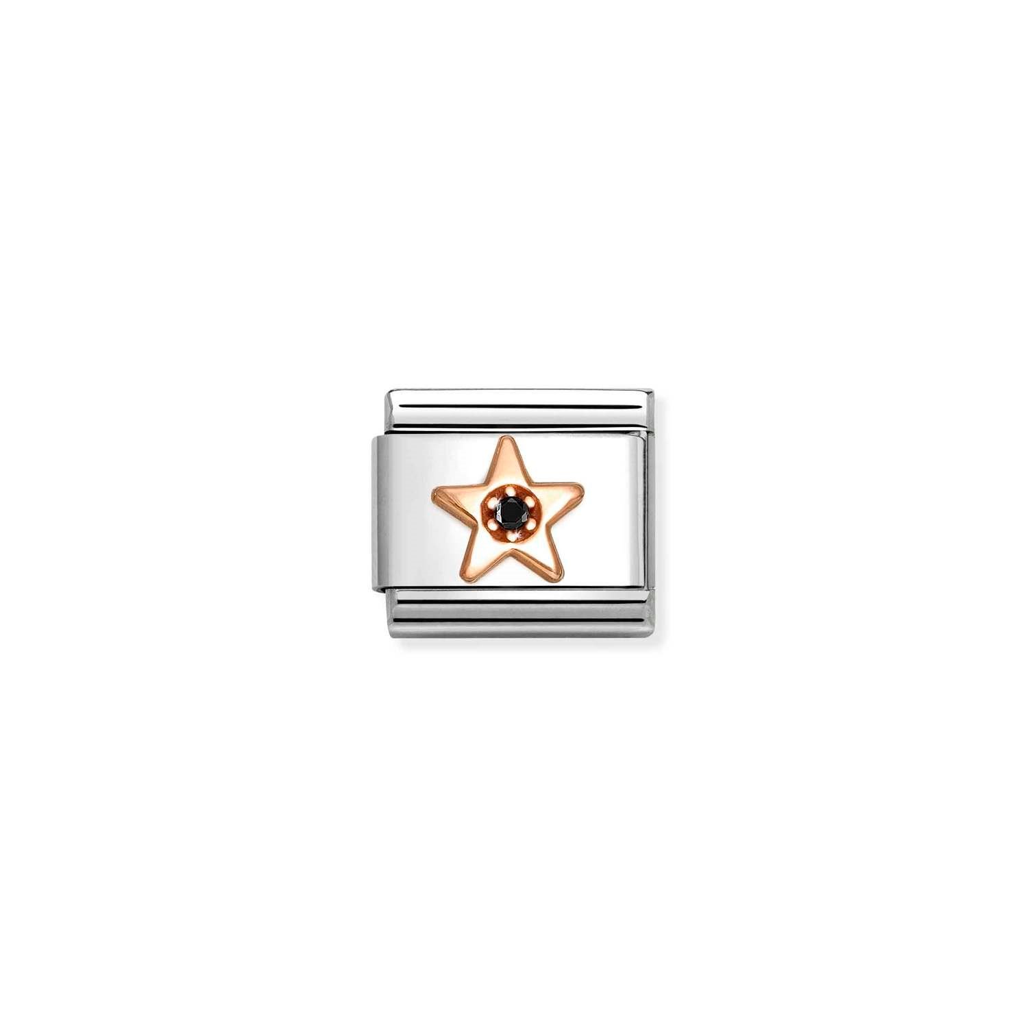 Composable Classic Link Siyah Zirkon Taşlı Yıldız 9 Ayar Rose Gold