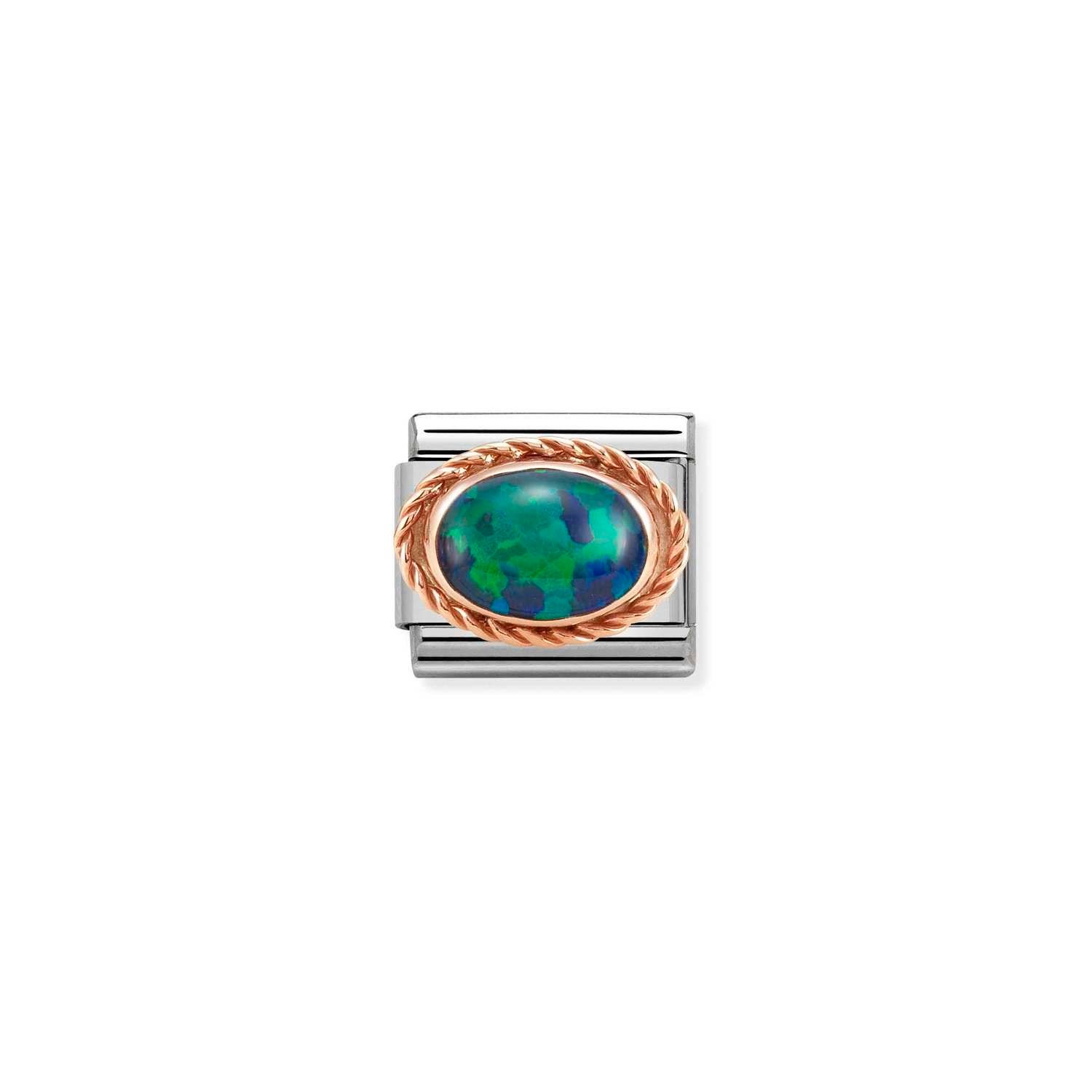 Composable Classic Link Yeşil Opal Taşlı Burgu Çerçeve 9 Ayar Rose Gold