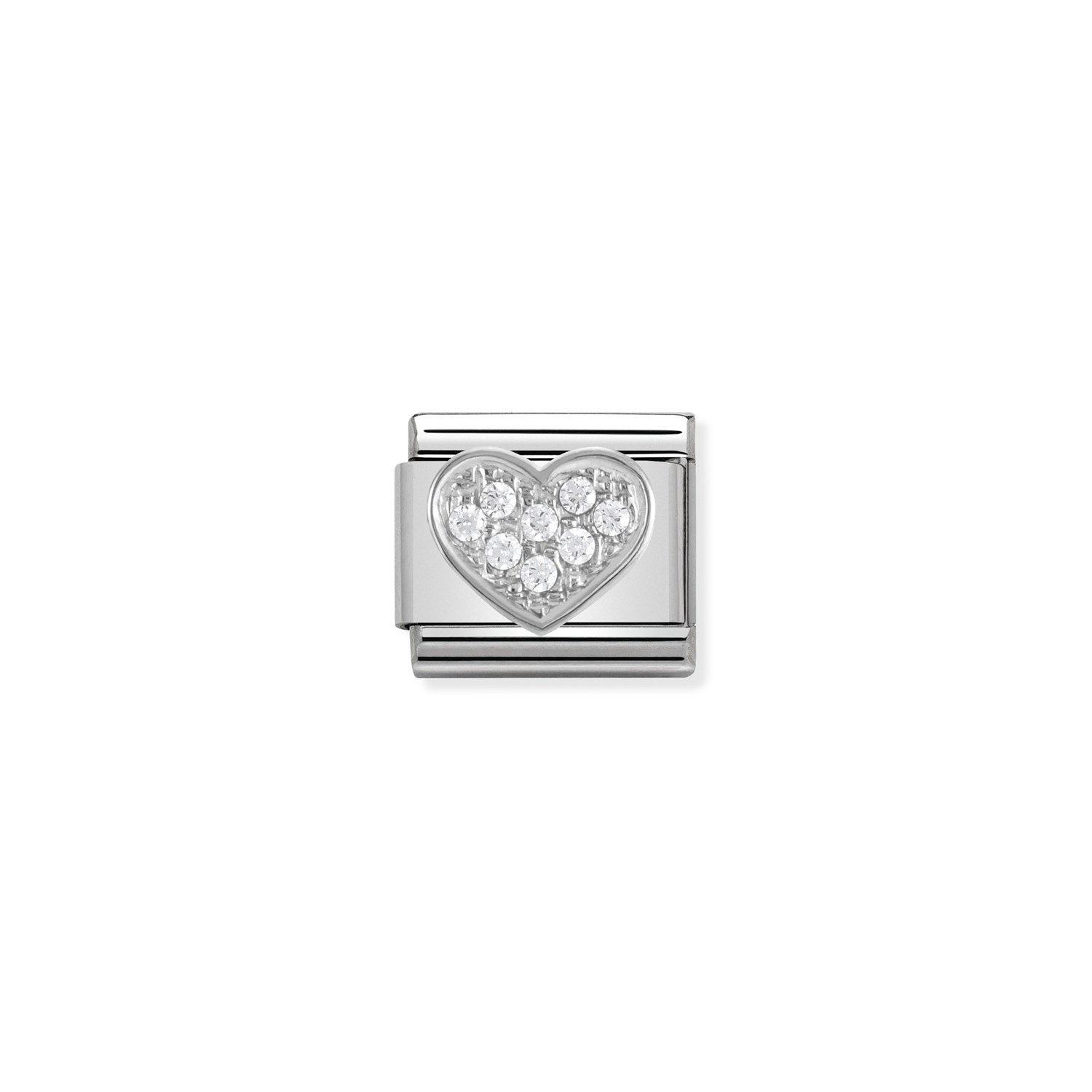 Composable Classic Link Zirkon Taşlı Kalp 925 Ayar Gümüş