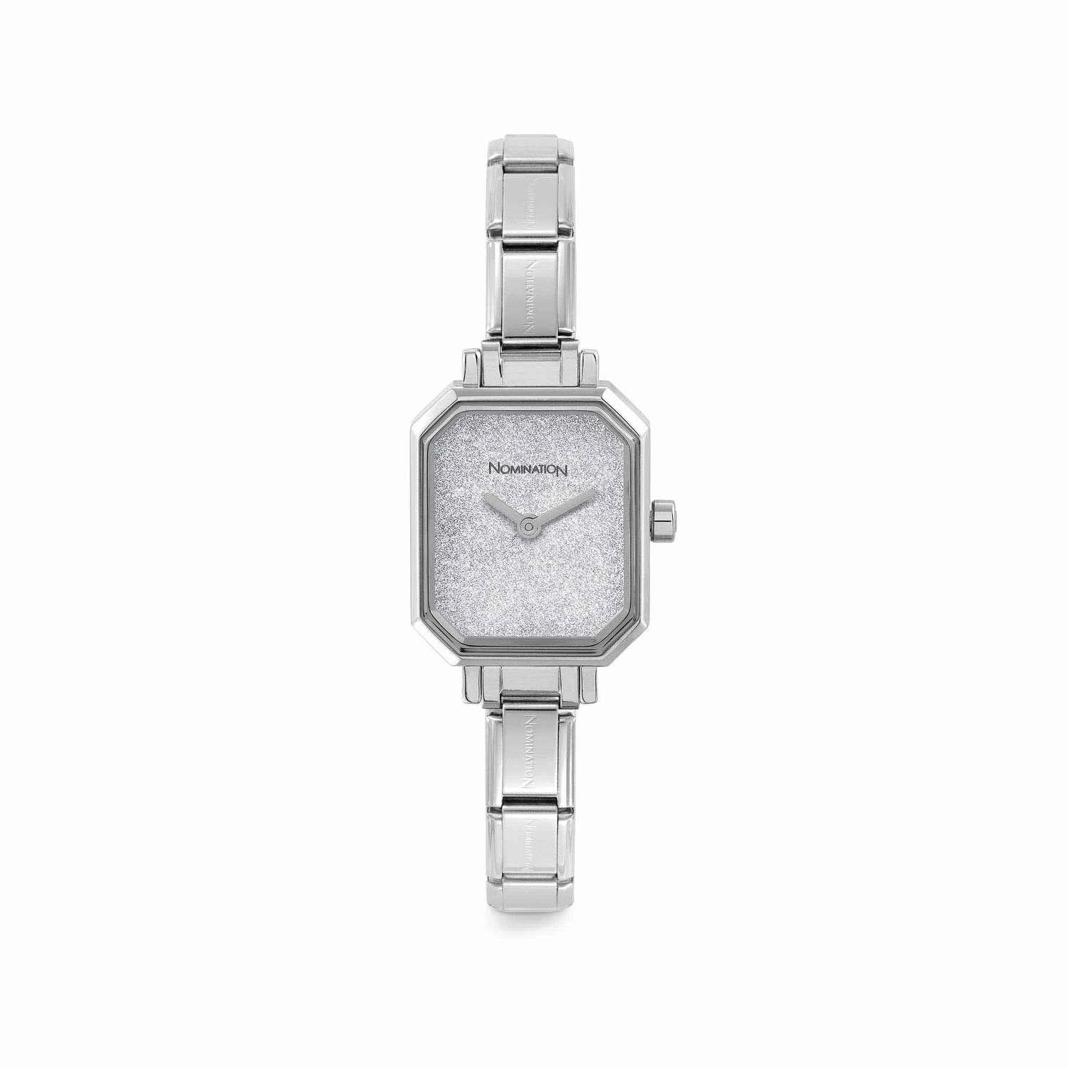 Composable Classic Time Dikdörtgen Parıltılı Gümüş Renk Kadran Gümüş Renk Kadın Kol Saati